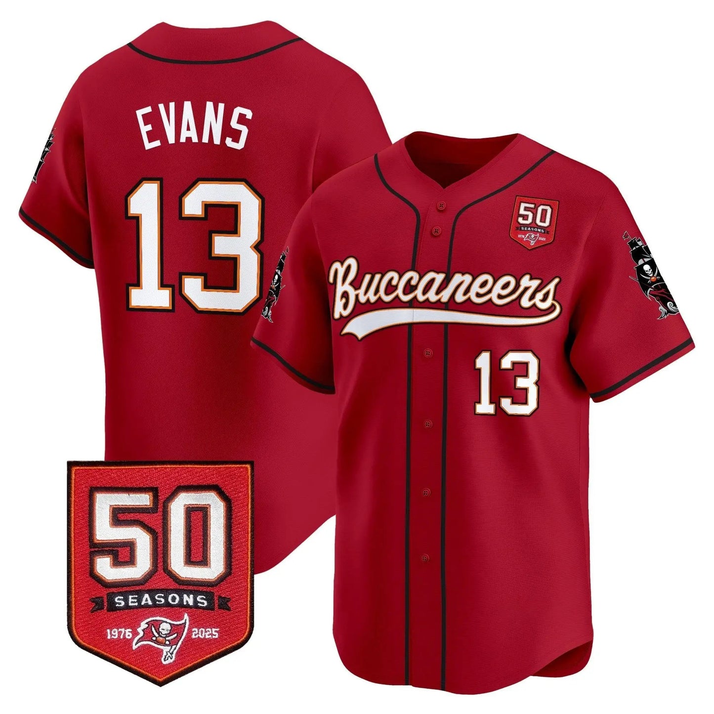 TB 50th Season Patch Baseball Edition - Stitched (2) by Tampa Bay Buccaneers