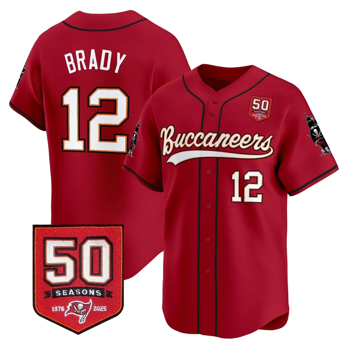 TB 50th Season Patch Baseball Edition - Stitched (2) by Tampa Bay Buccaneers