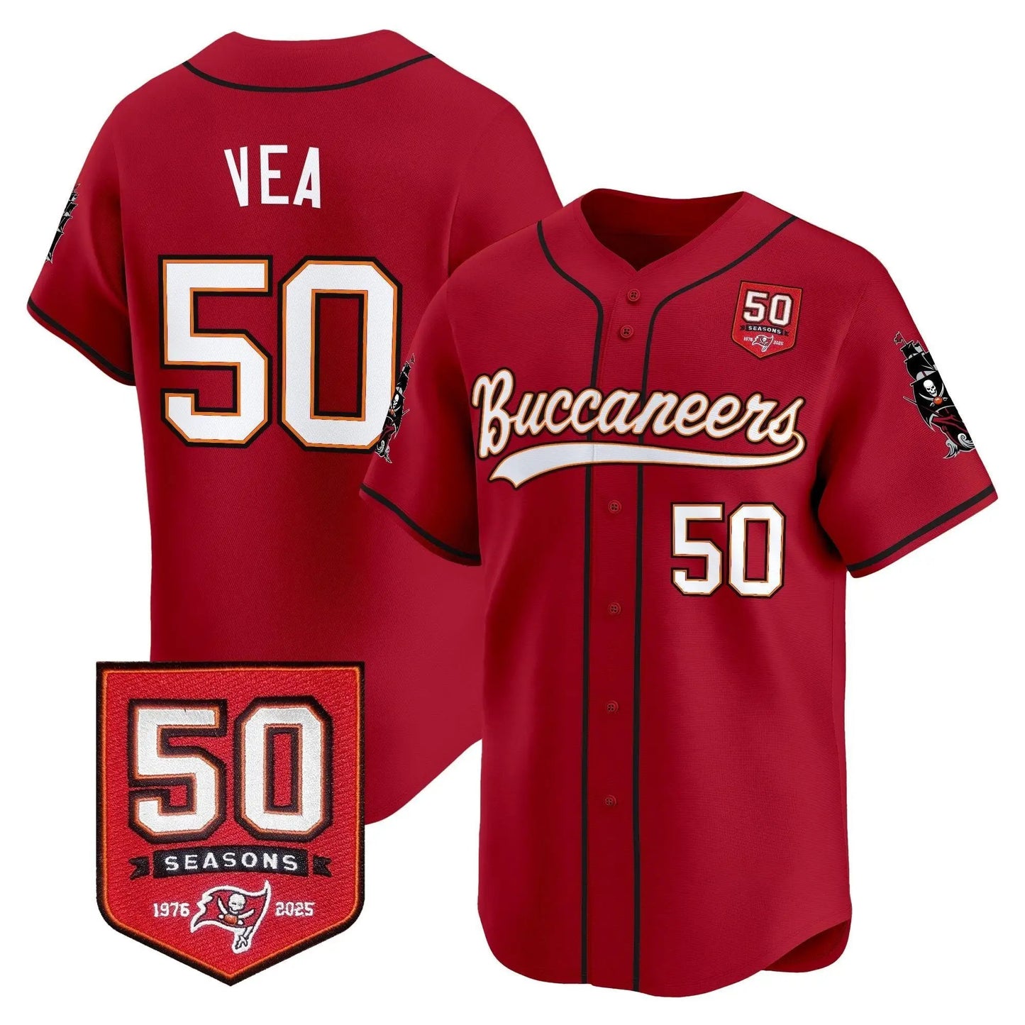 TB 50th Season Patch Baseball Edition - Stitched (2) by Tampa Bay Buccaneers