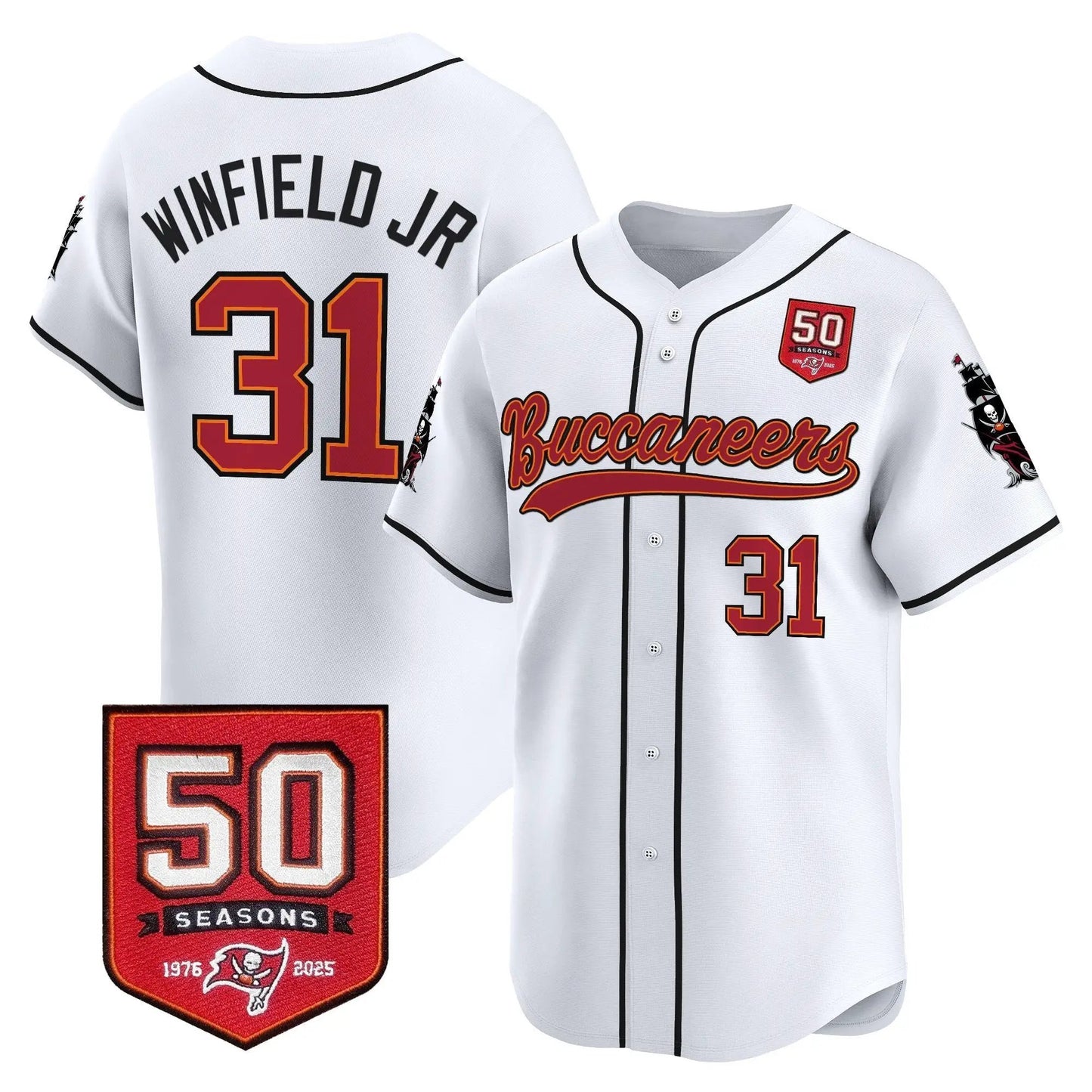 TB 50th Season Patch Baseball Edition - Stitched (2) by Tampa Bay Buccaneers