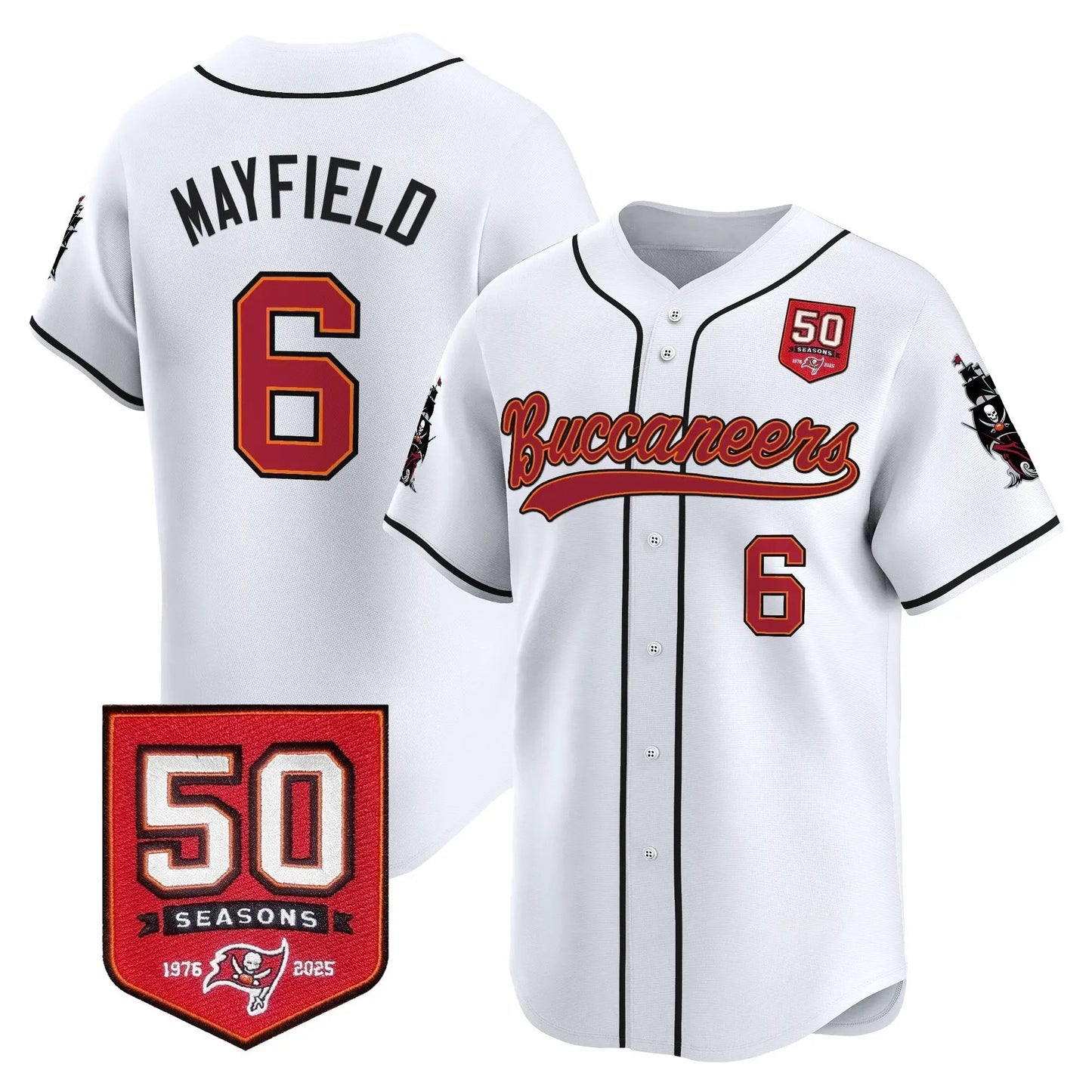 TB 50th Season Patch Baseball Edition - Stitched (2) by Tampa Bay Buccaneers