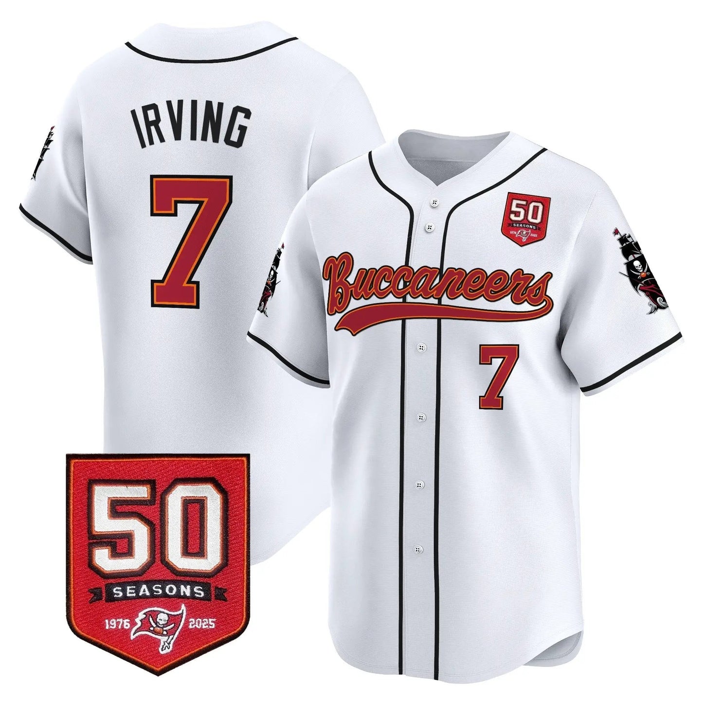TB 50th Season Patch Baseball Edition - Stitched (2) by Tampa Bay Buccaneers