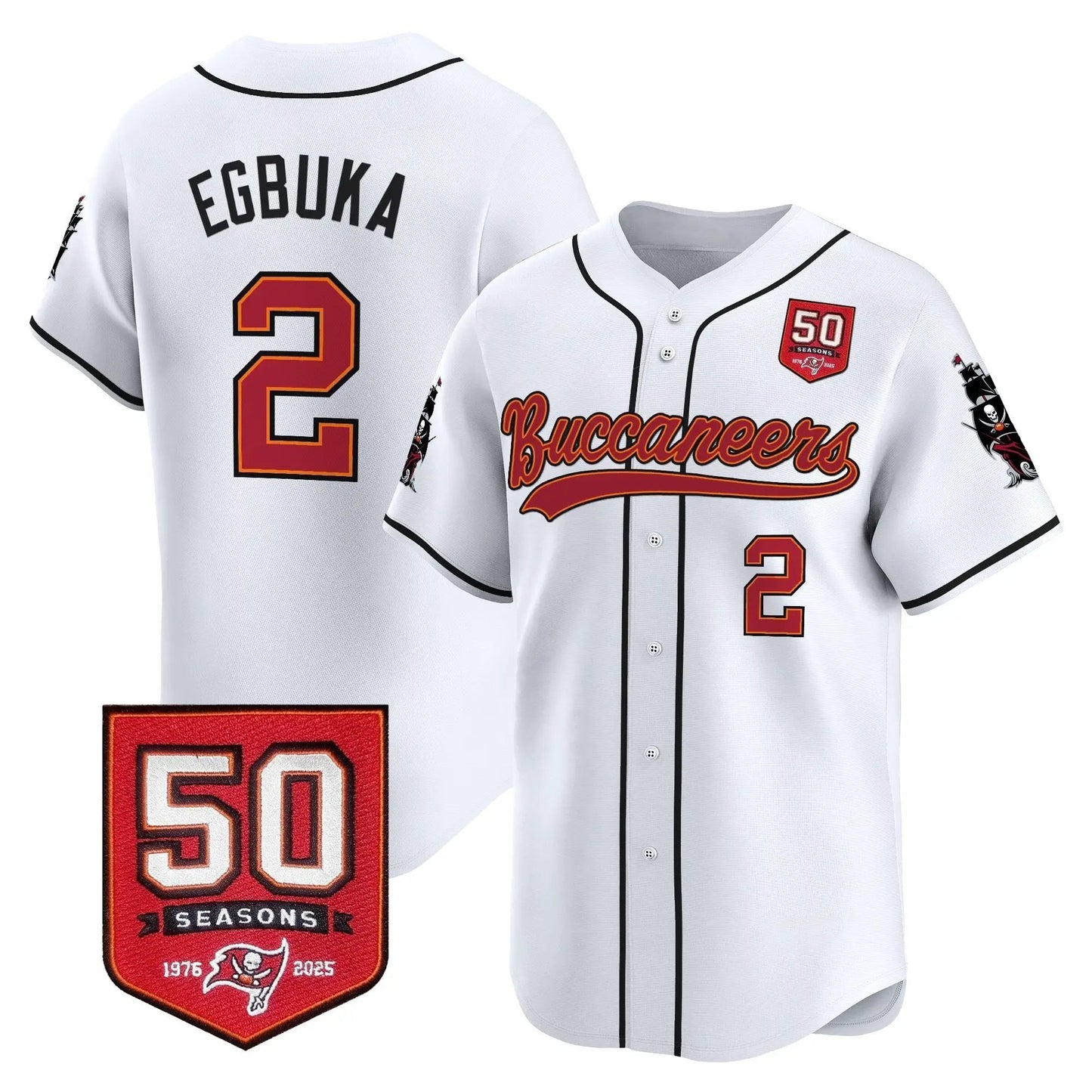 TB 50th Season Patch Baseball Edition - Stitched (2) by Tampa Bay Buccaneers