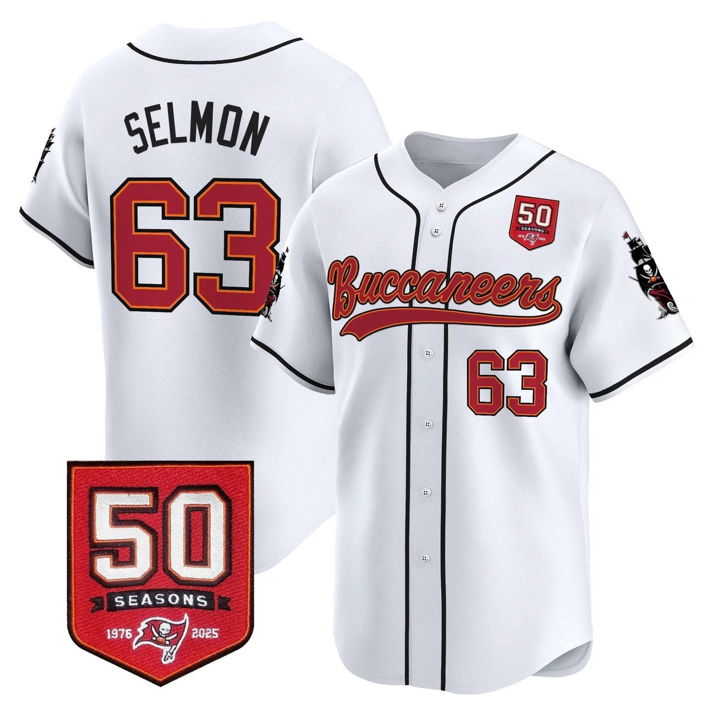 TB 50th Season Patch Baseball Edition - Stitched (2) by Tampa Bay Buccaneers