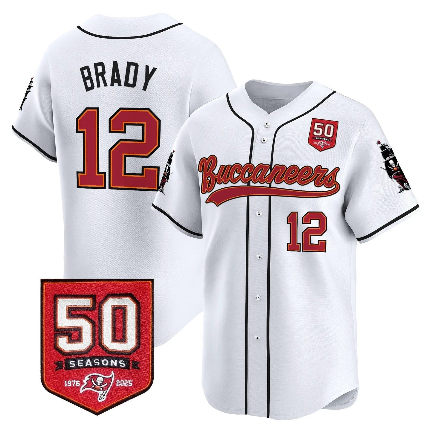 TB 50th Season Patch Baseball Edition - Stitched (2) by Tampa Bay Buccaneers