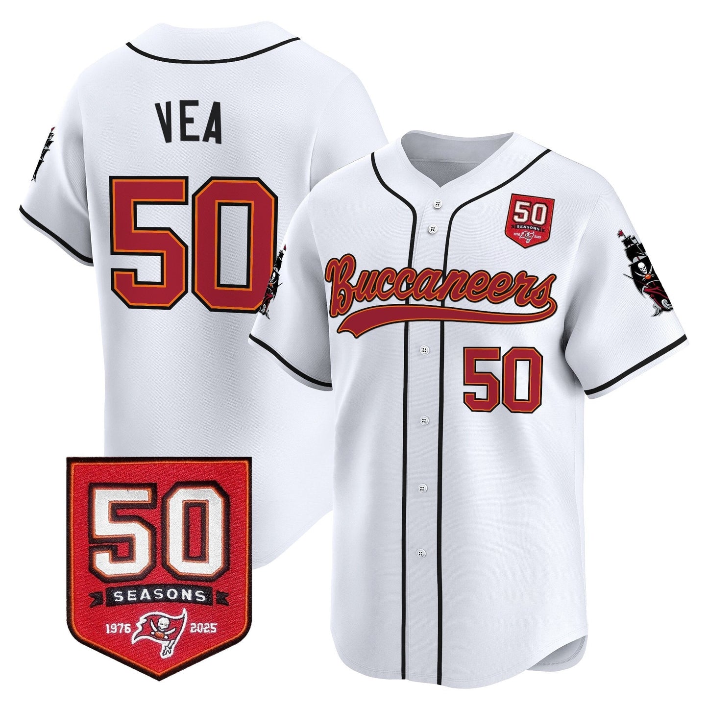 TB 50th Season Patch Baseball Edition - Stitched (2) by Tampa Bay Buccaneers