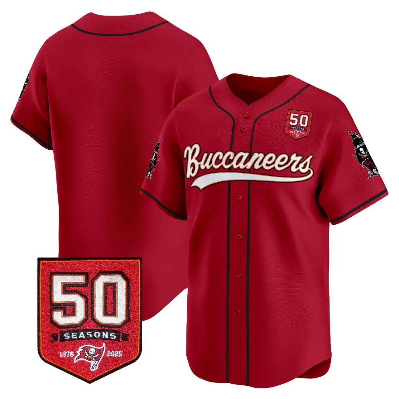 TB 50th Season Patch Baseball Edition - Stitched (2) by Tampa Bay Buccaneers