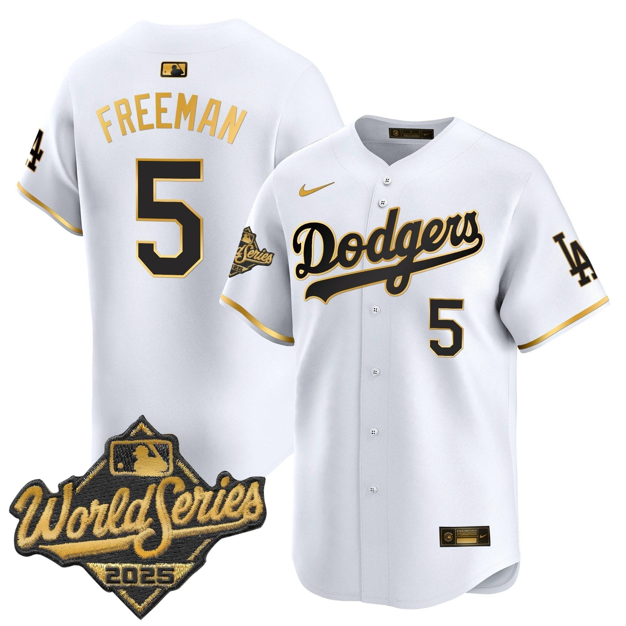 Dodgers 2025 World Series Gold Trim Vapor Premier Limited Jersey - All Stitched by Los Angeles Dodgers