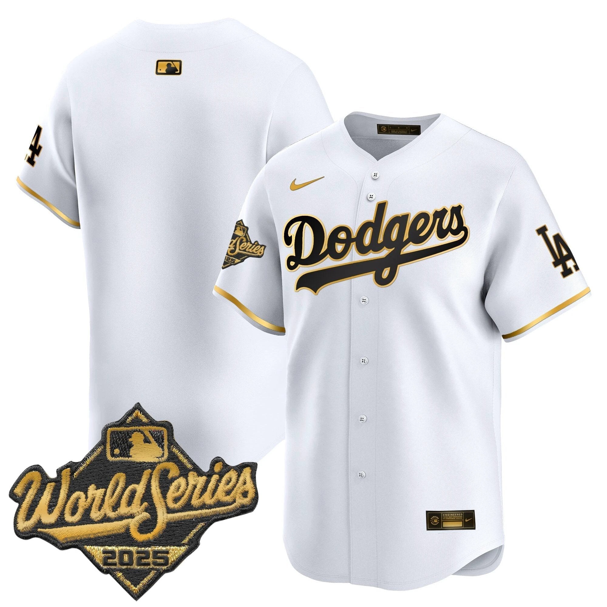 Dodgers 2025 World Series Gold Trim Vapor Premier Limited Jersey - All Stitched by Los Angeles Dodgers