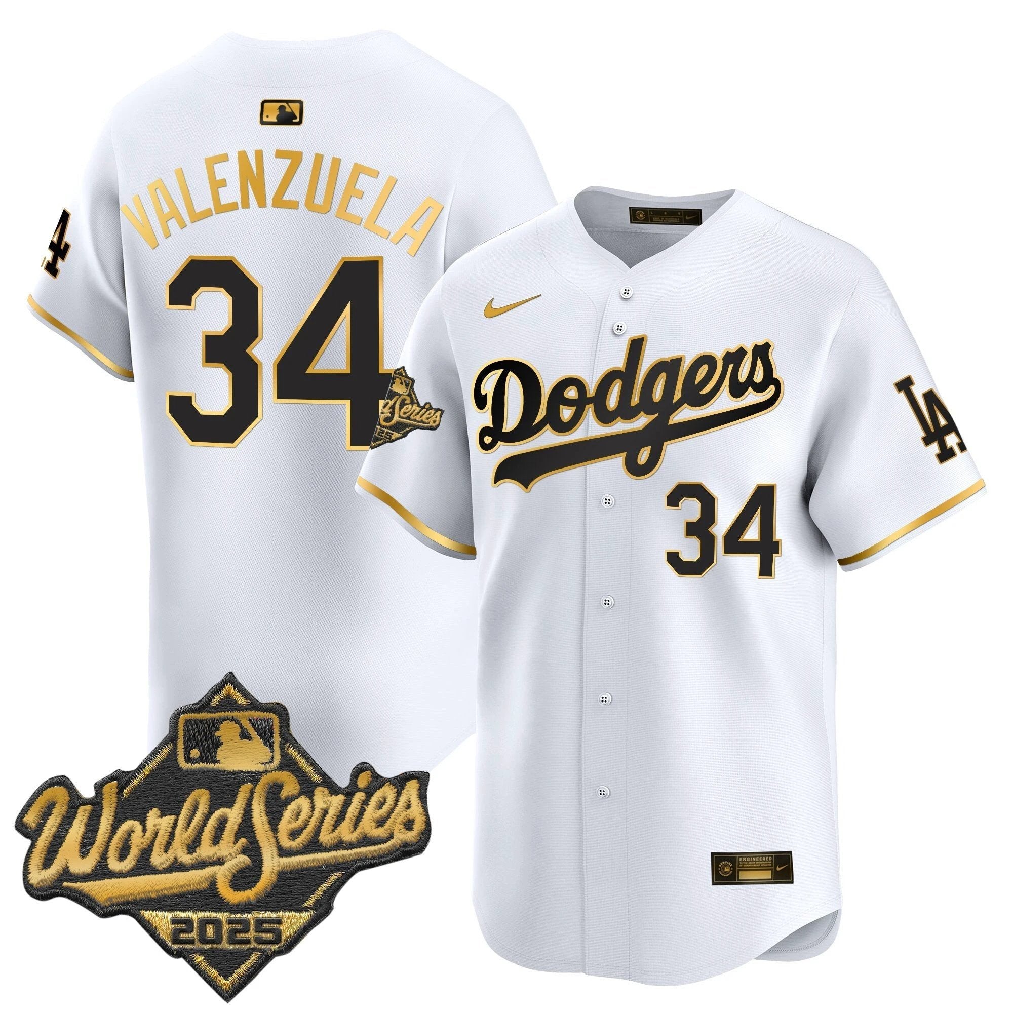 Dodgers 2025 World Series Gold Trim Vapor Premier Limited Jersey - All Stitched by Los Angeles Dodgers