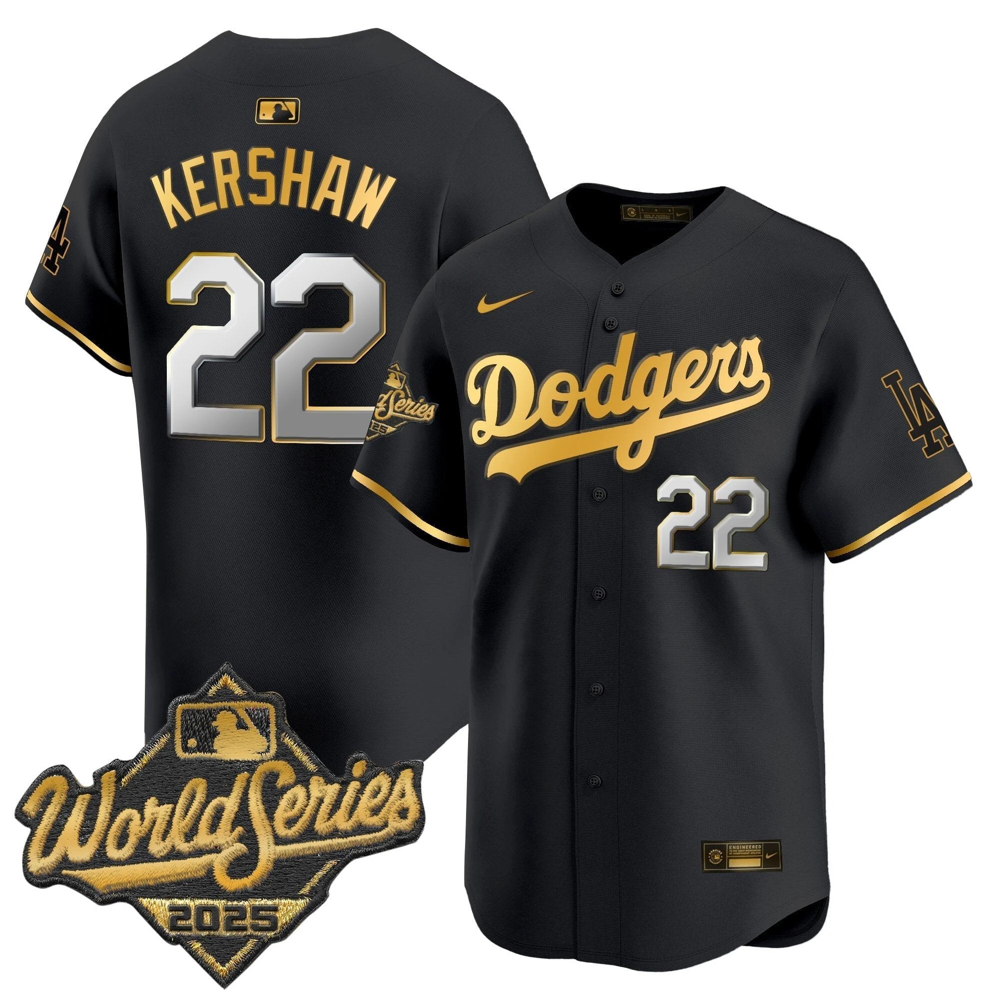 Dodgers 2025 World Series Gold Trim Vapor Premier Limited Jersey - All Stitched by Los Angeles Dodgers