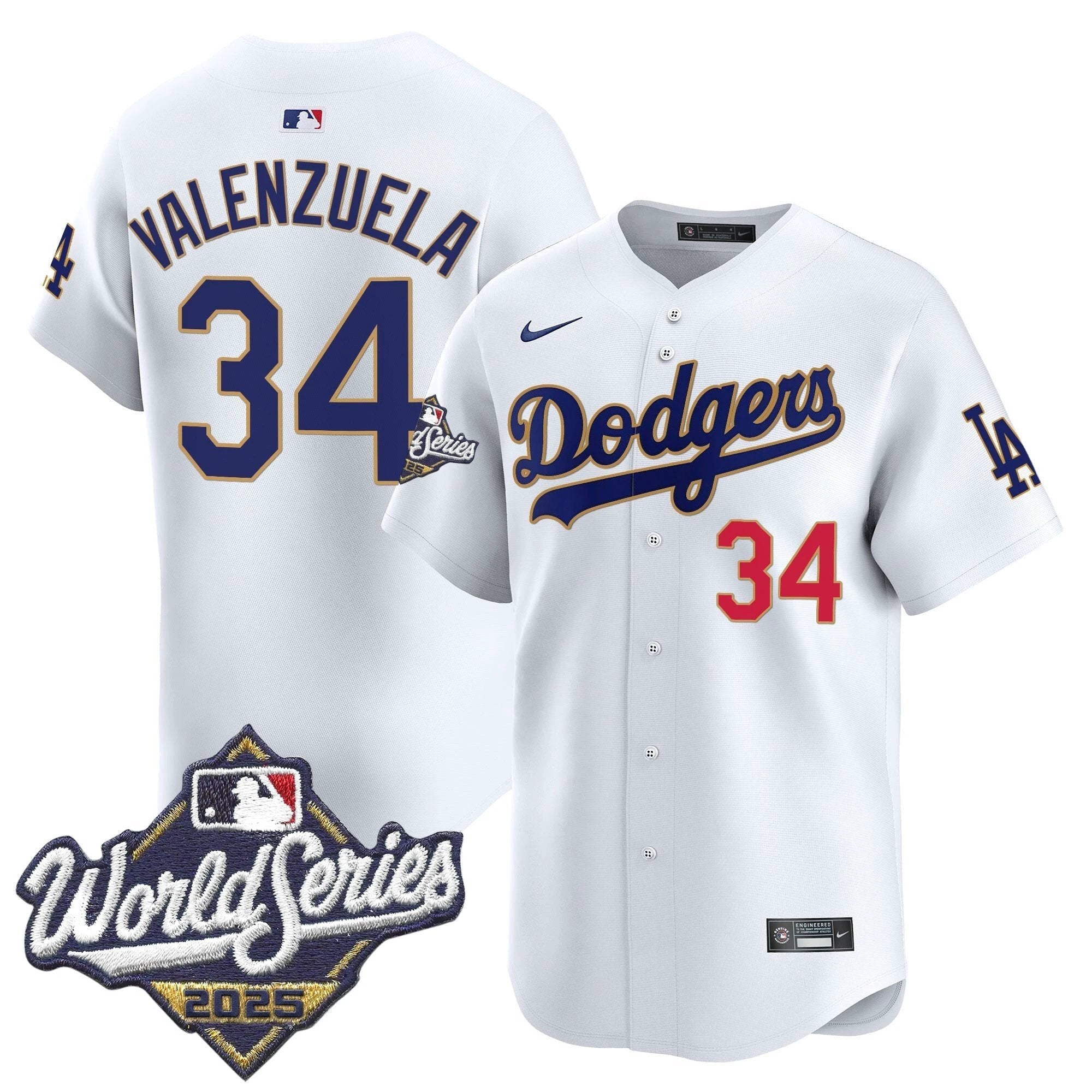 Dodgers 2025 World Series Gold Trim Vapor Premier Limited Jersey - All Stitched by Los Angeles Dodgers