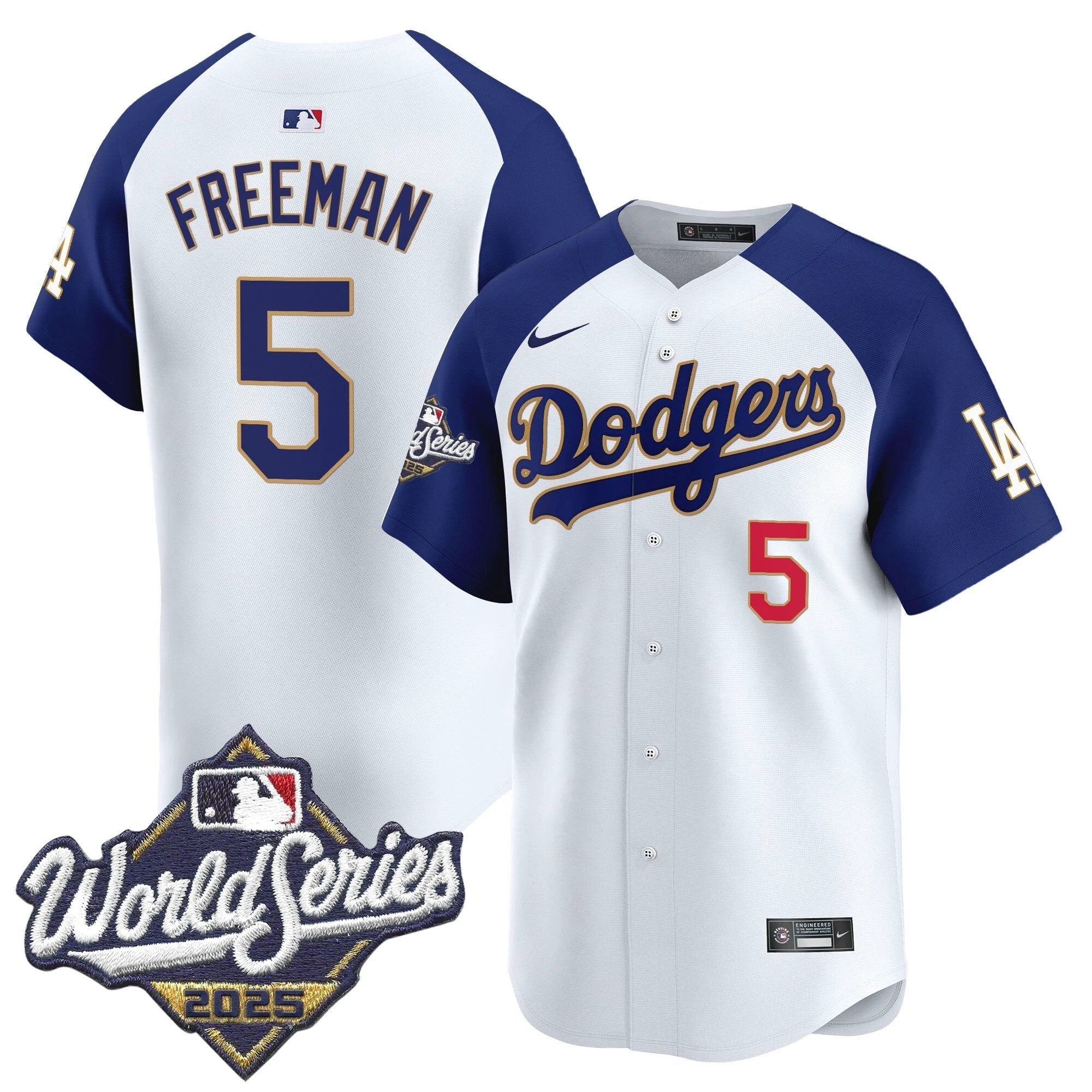 Dodgers 2025 World Series Gold Trim Vapor Premier Limited Jersey - All Stitched by Los Angeles Dodgers