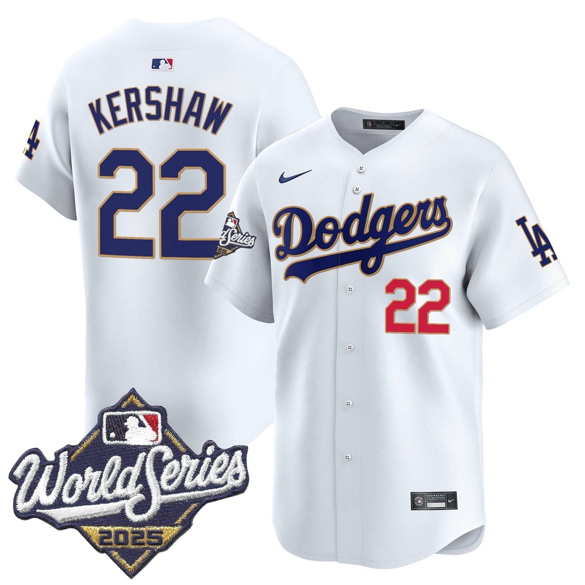 Dodgers 2025 World Series Gold Trim Vapor Premier Limited Jersey - All Stitched by Los Angeles Dodgers