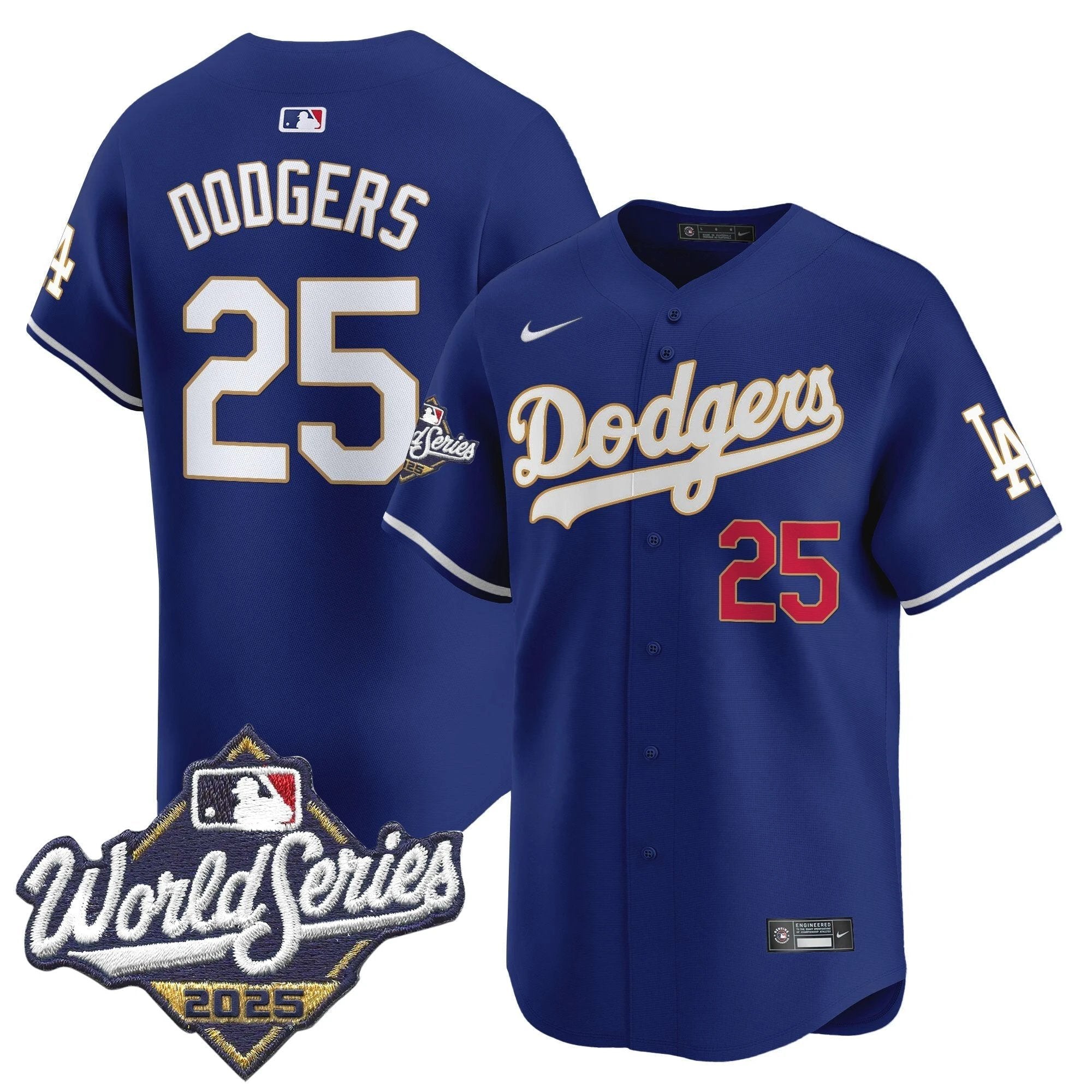Dodgers 2025 World Series Gold Trim Vapor Premier Limited Jersey - All Stitched by Los Angeles Dodgers