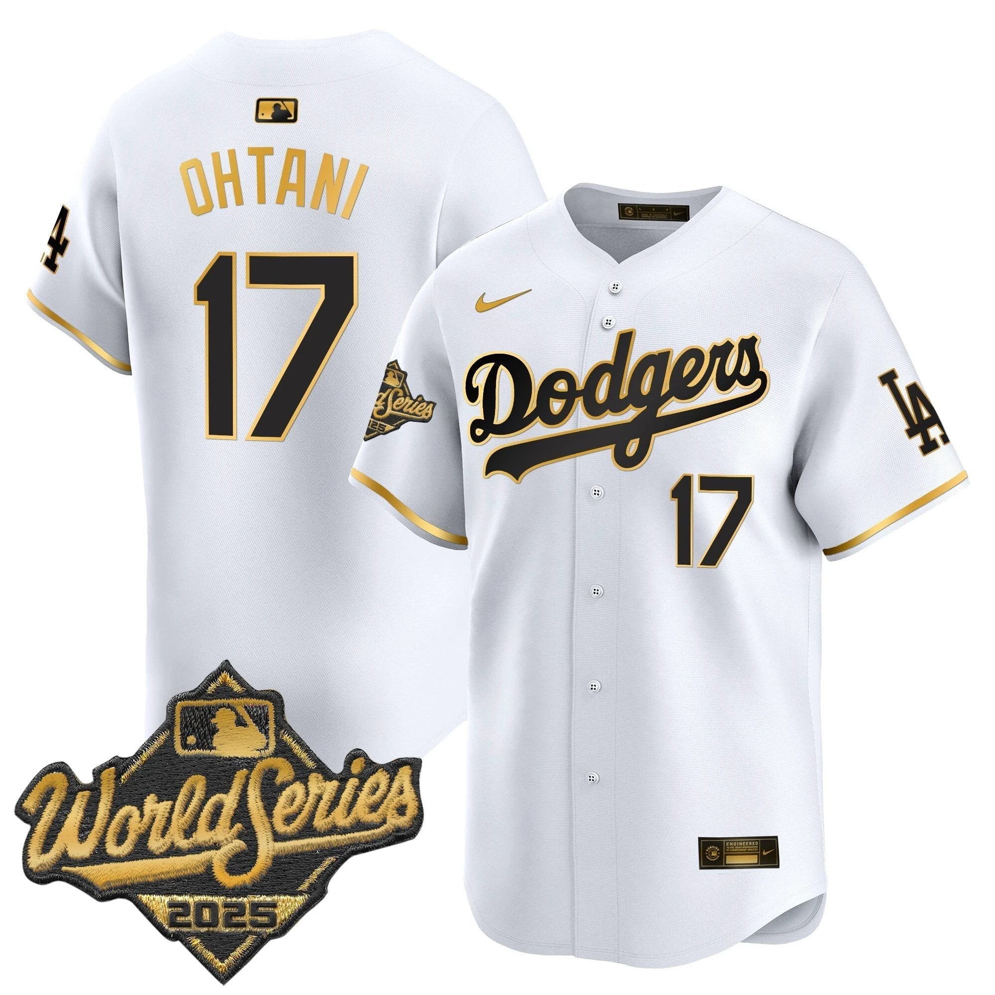 Dodgers 2025 World Series Gold Trim Vapor Premier Limited Jersey - All Stitched by Los Angeles Dodgers