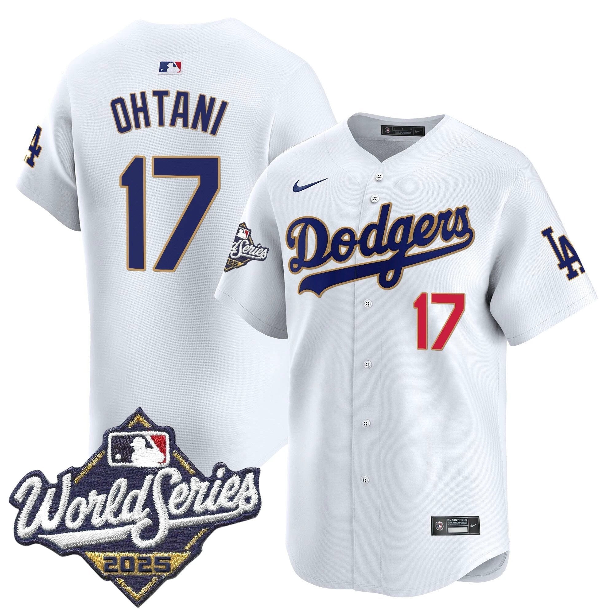 Dodgers 2025 World Series Gold Trim Vapor Premier Limited Jersey - All Stitched by Los Angeles Dodgers