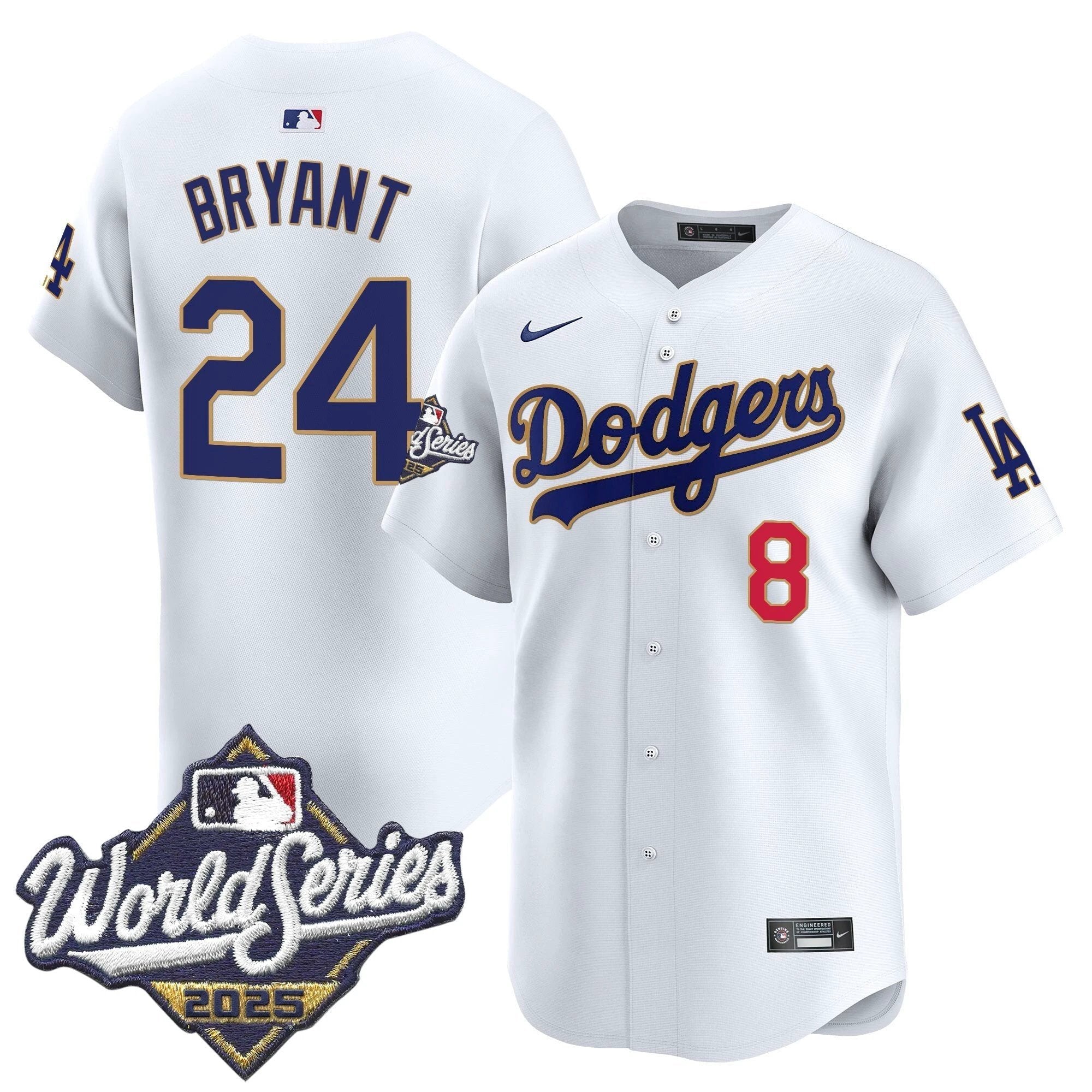 Dodgers 2025 World Series Gold Trim Vapor Premier Limited Jersey - All Stitched by Los Angeles Dodgers