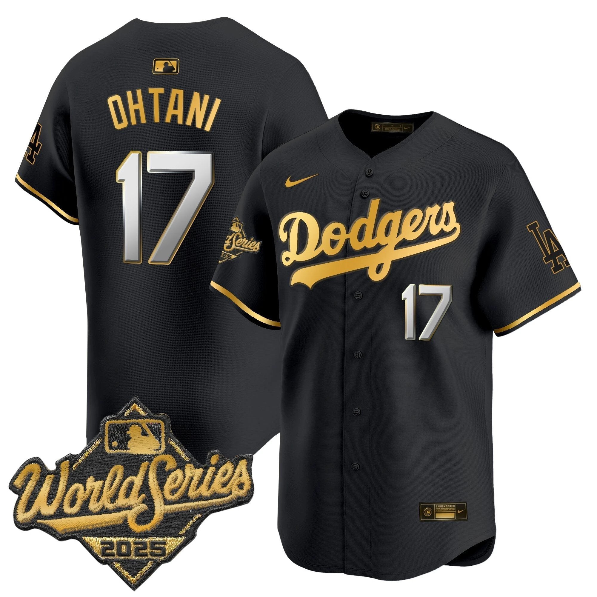 Dodgers 2025 World Series Gold Trim Vapor Premier Limited Jersey - All Stitched by Los Angeles Dodgers