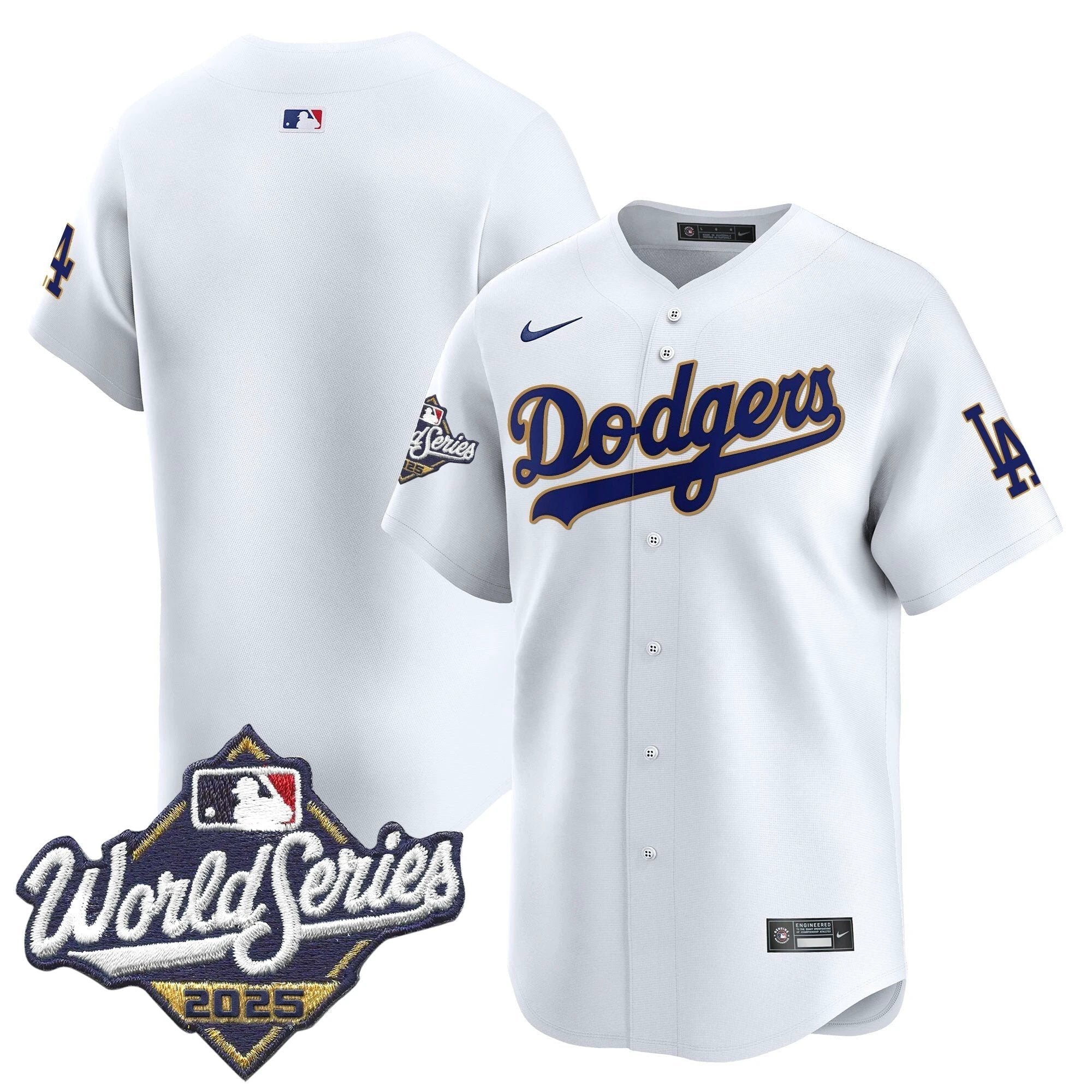 Dodgers 2025 World Series Gold Trim Vapor Premier Limited Jersey - All Stitched by Los Angeles Dodgers