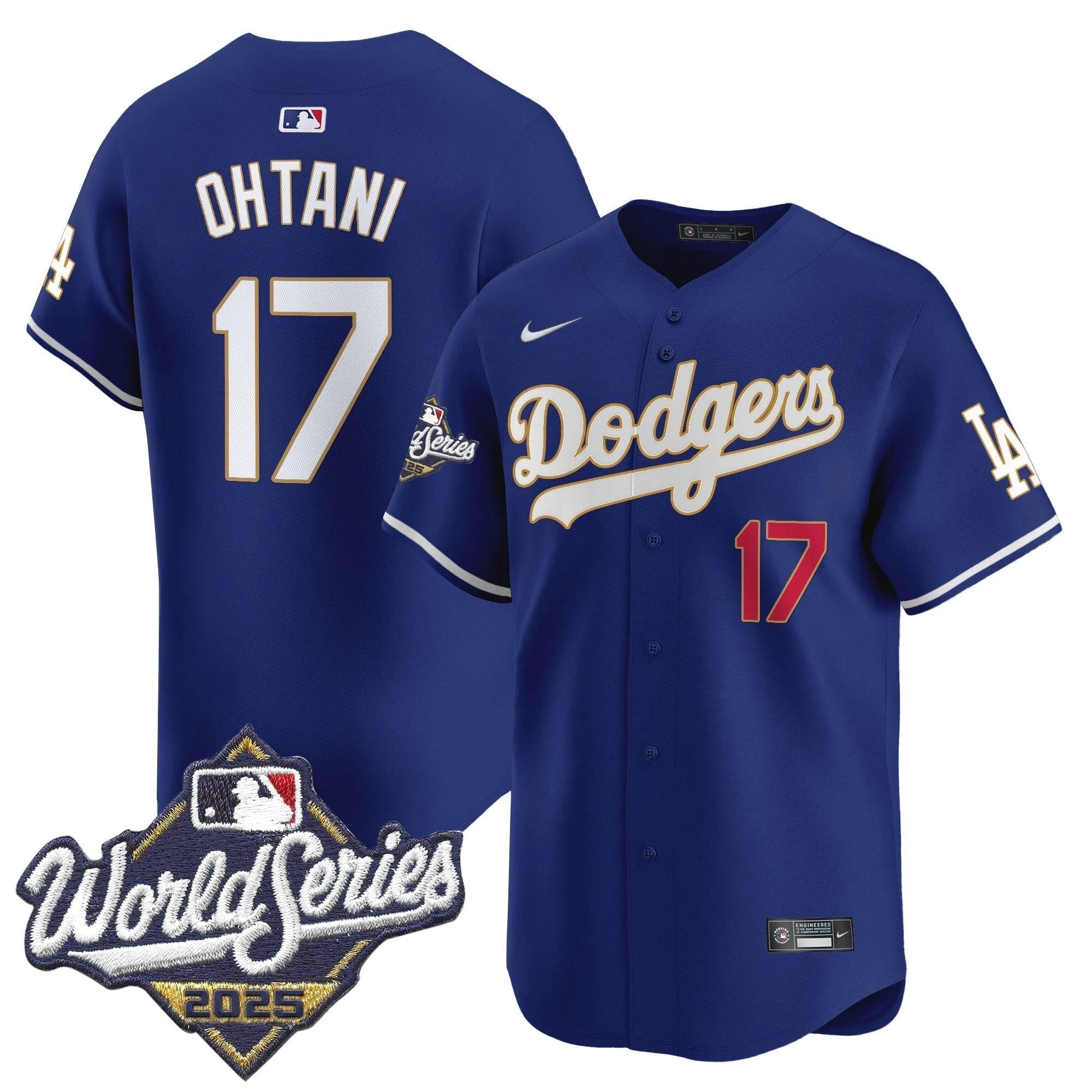 Dodgers 2025 World Series Gold Trim Vapor Premier Limited Jersey - All Stitched by Los Angeles Dodgers