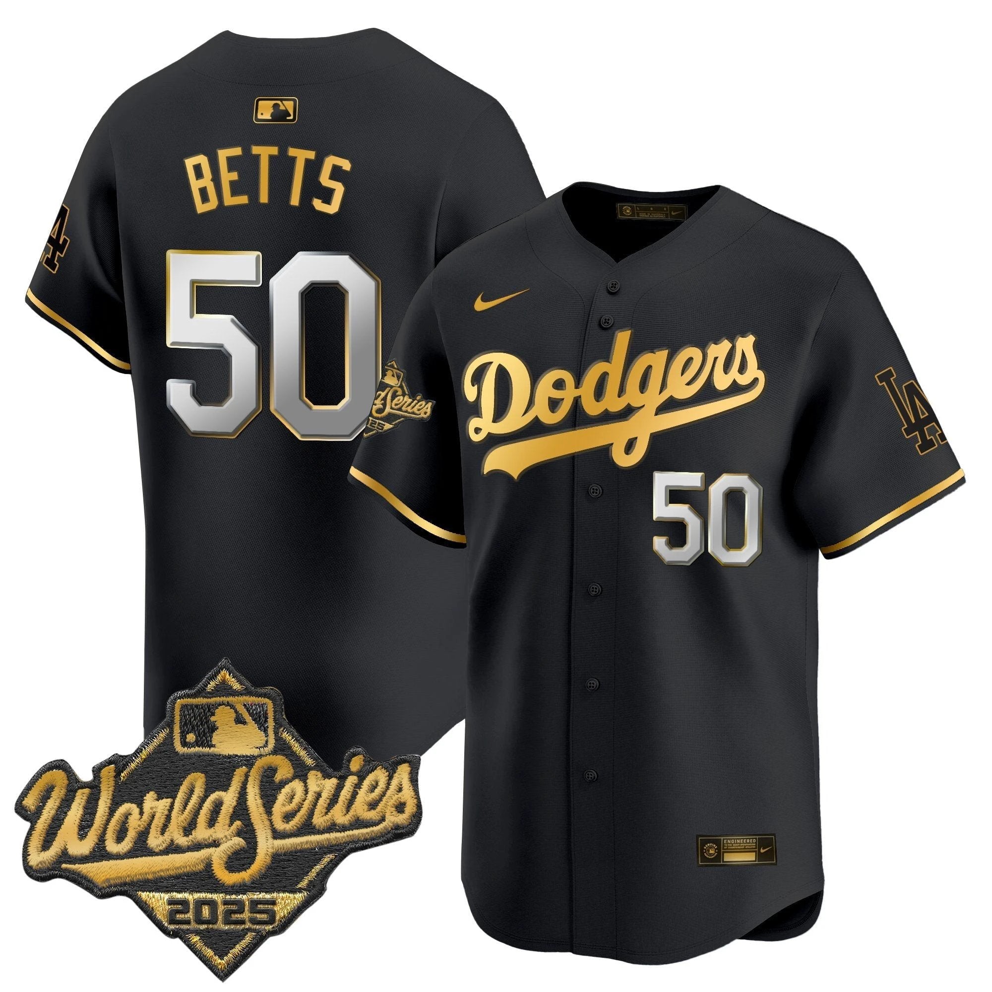 Dodgers 2025 World Series Gold Trim Vapor Premier Limited Jersey - All Stitched by Los Angeles Dodgers