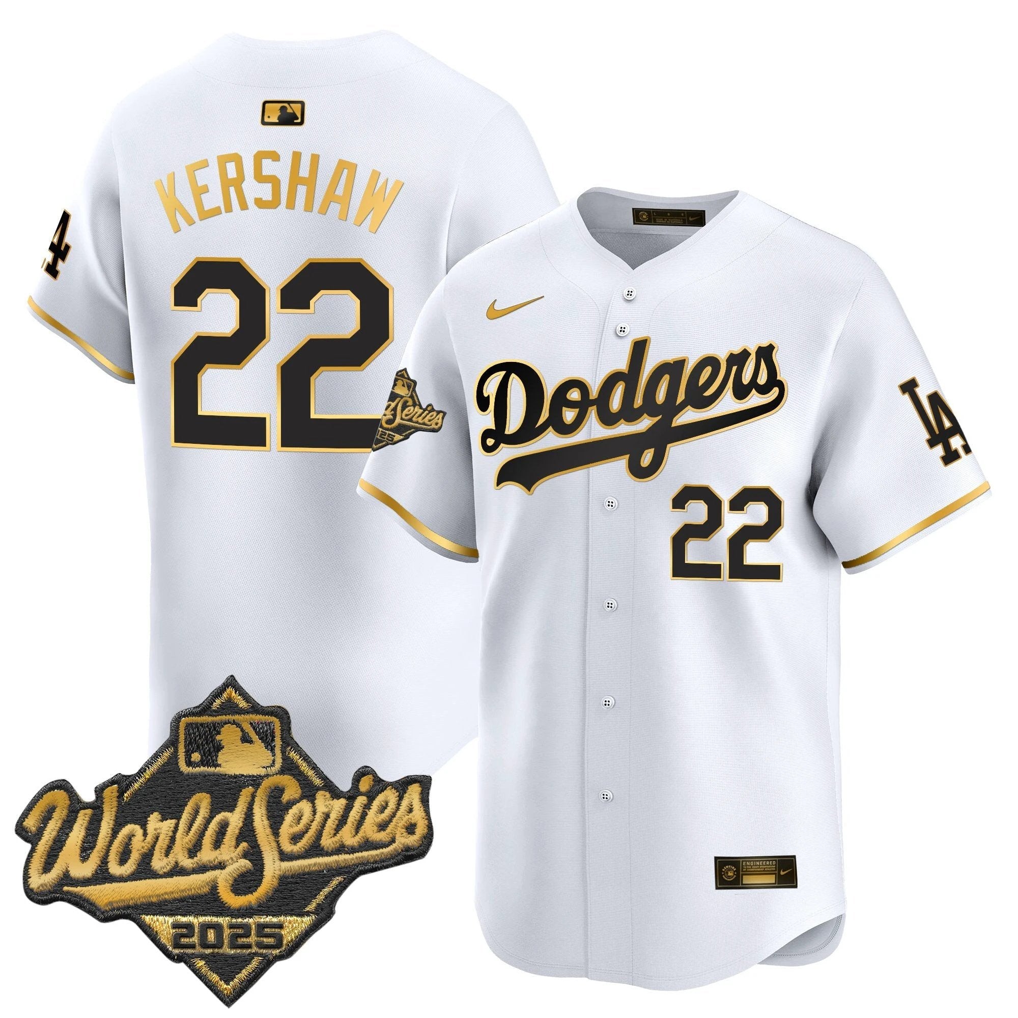 Dodgers 2025 World Series Gold Trim Vapor Premier Limited Jersey - All Stitched by Los Angeles Dodgers