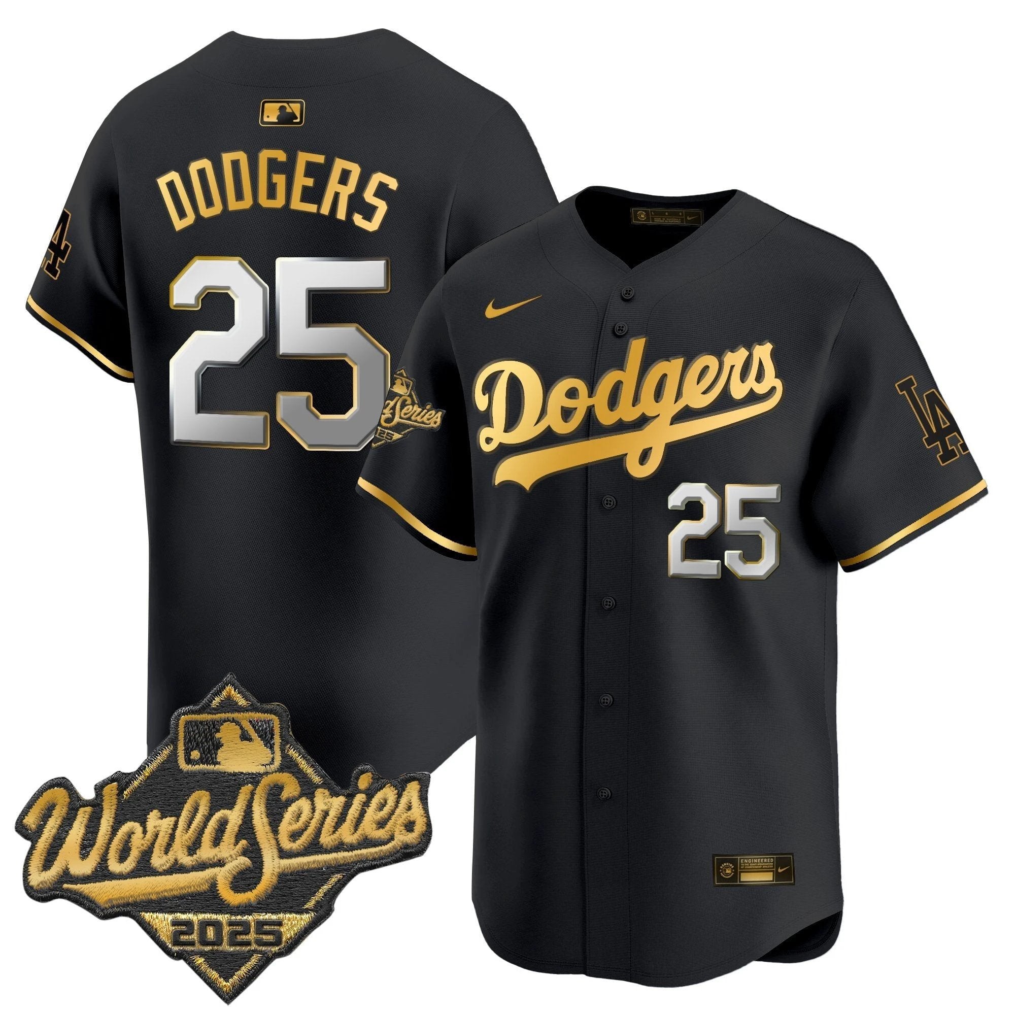 Dodgers 2025 World Series Gold Trim Vapor Premier Limited Jersey - All Stitched by Los Angeles Dodgers