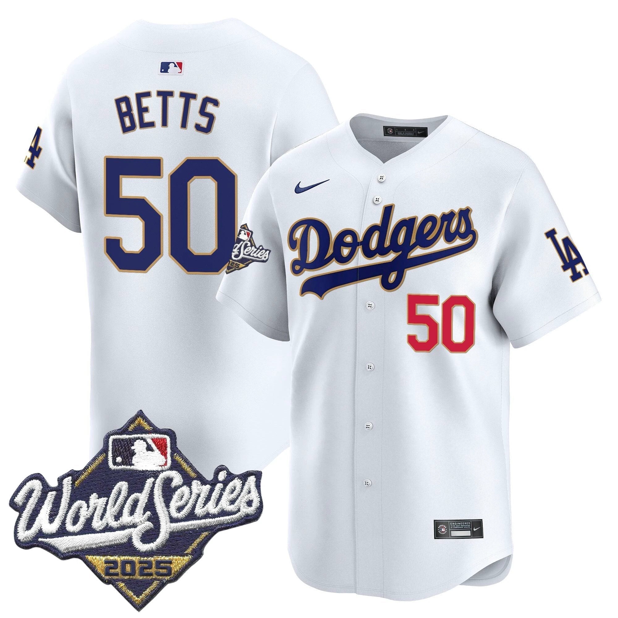 Dodgers 2025 World Series Gold Trim Vapor Premier Limited Jersey - All Stitched by Los Angeles Dodgers