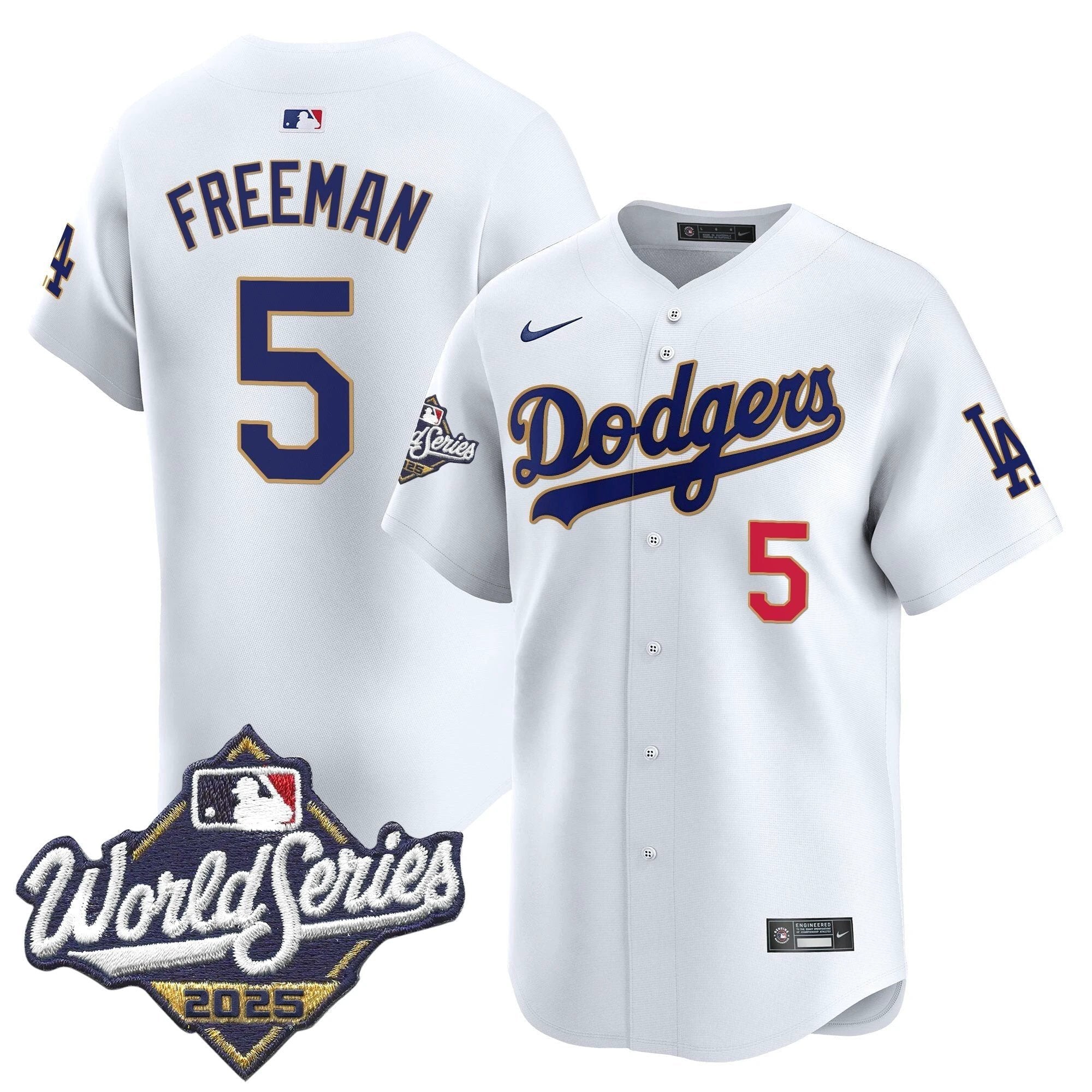 Dodgers 2025 World Series Gold Trim Vapor Premier Limited Jersey - All Stitched by Los Angeles Dodgers