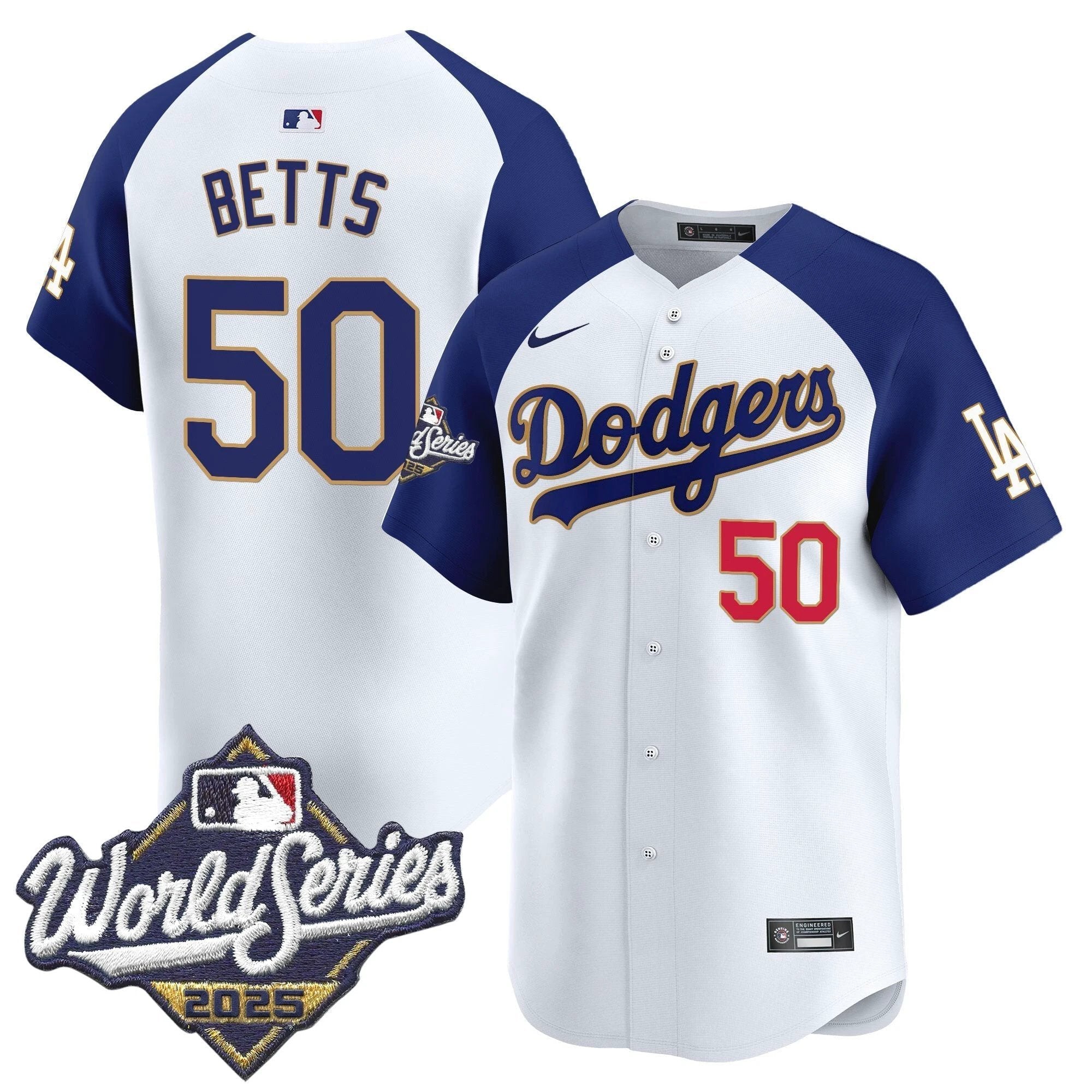 Dodgers 2025 World Series Gold Trim Vapor Premier Limited Jersey - All Stitched by Los Angeles Dodgers