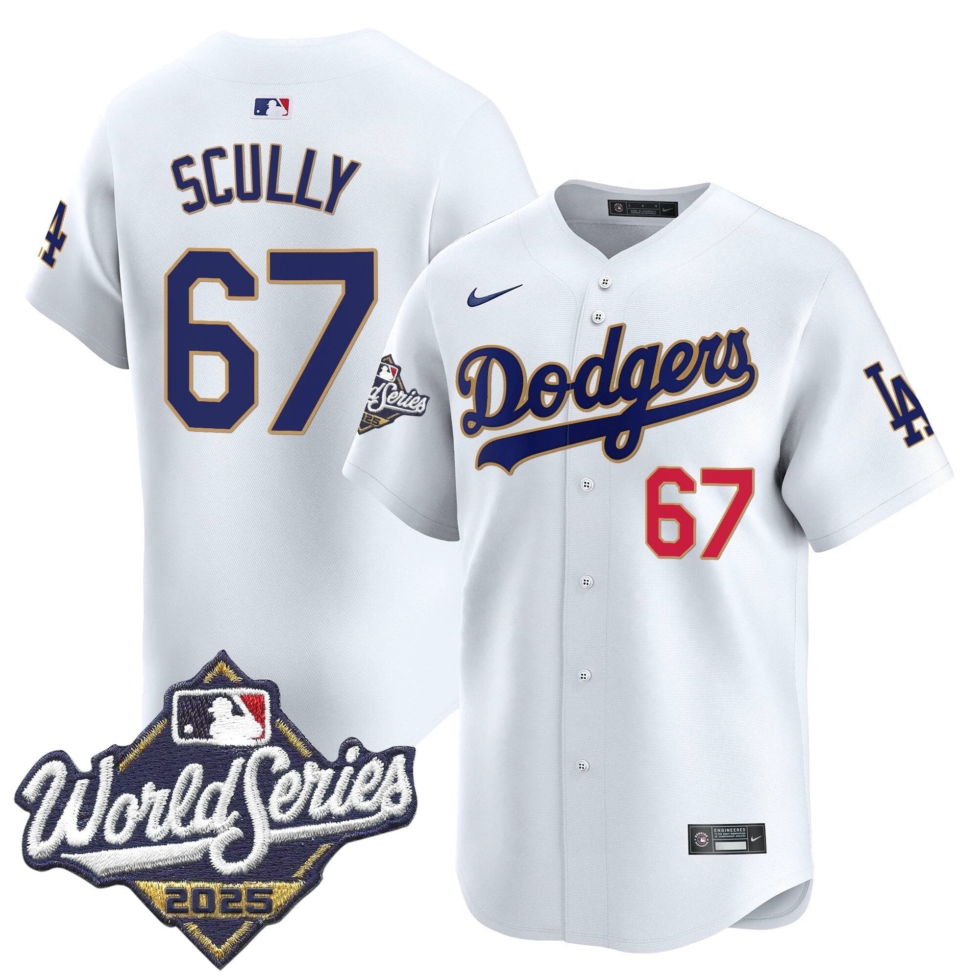 Dodgers 2025 World Series Gold Trim Vapor Premier Limited Jersey - All Stitched by Los Angeles Dodgers