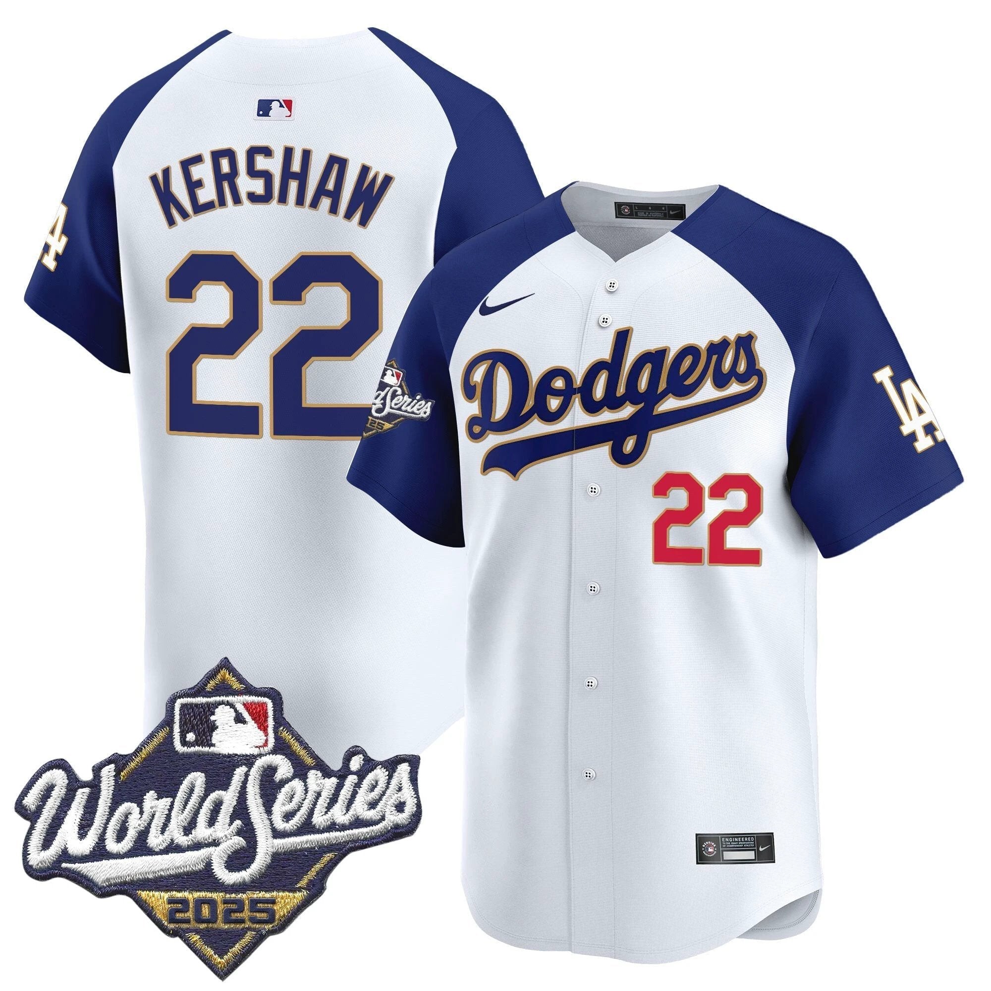 Dodgers 2025 World Series Gold Trim Vapor Premier Limited Jersey - All Stitched by Los Angeles Dodgers
