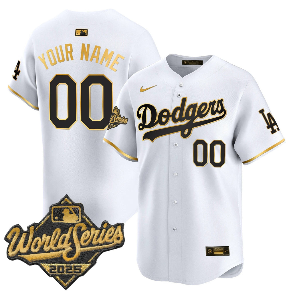 Dodgers 2025 World Series Gold Trim Vapor Premier Limited Custom Jersey - All Stitched by Los Angeles Dodgers