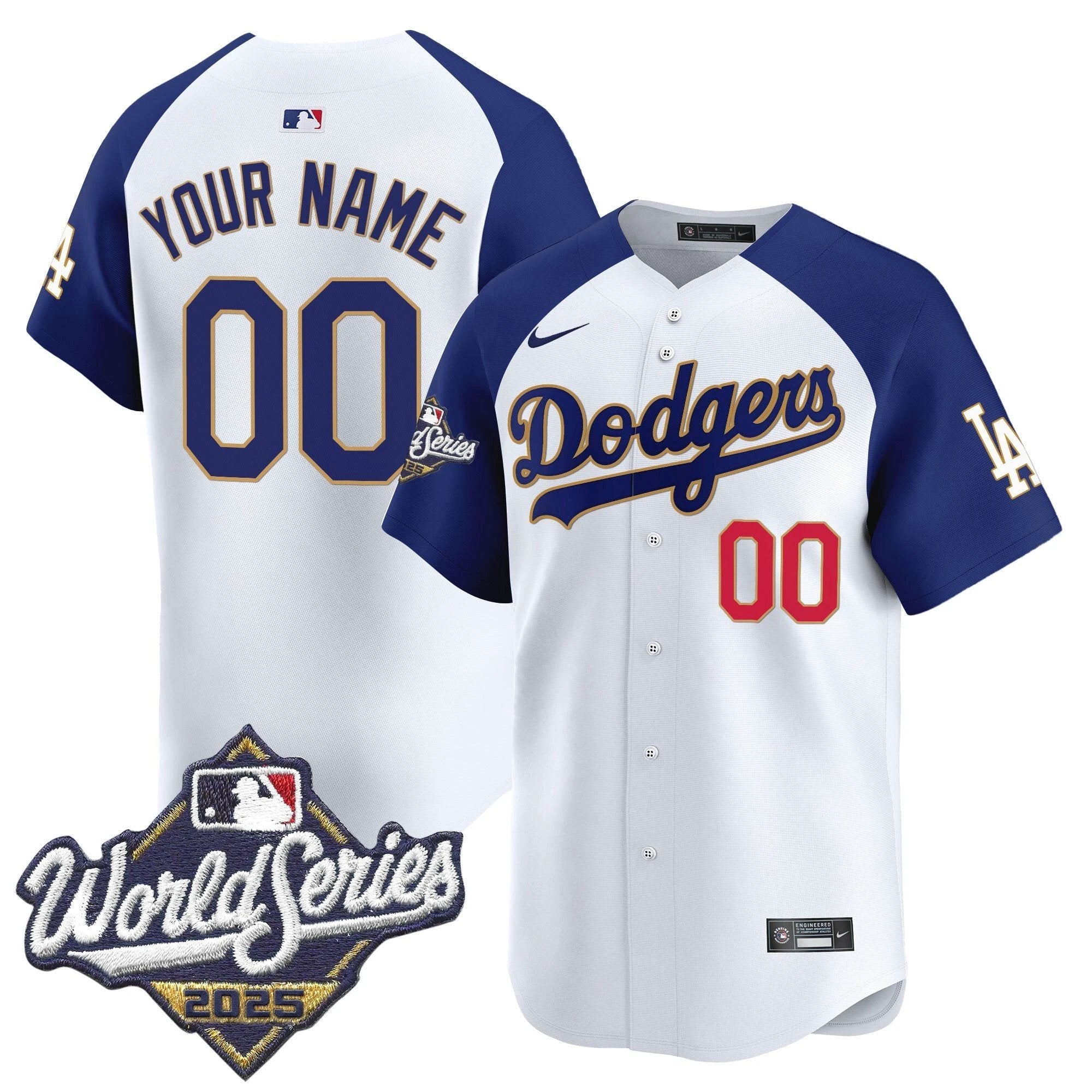 Dodgers 2025 World Series Gold Trim Vapor Premier Limited Custom Jersey - All Stitched by Los Angeles Dodgers