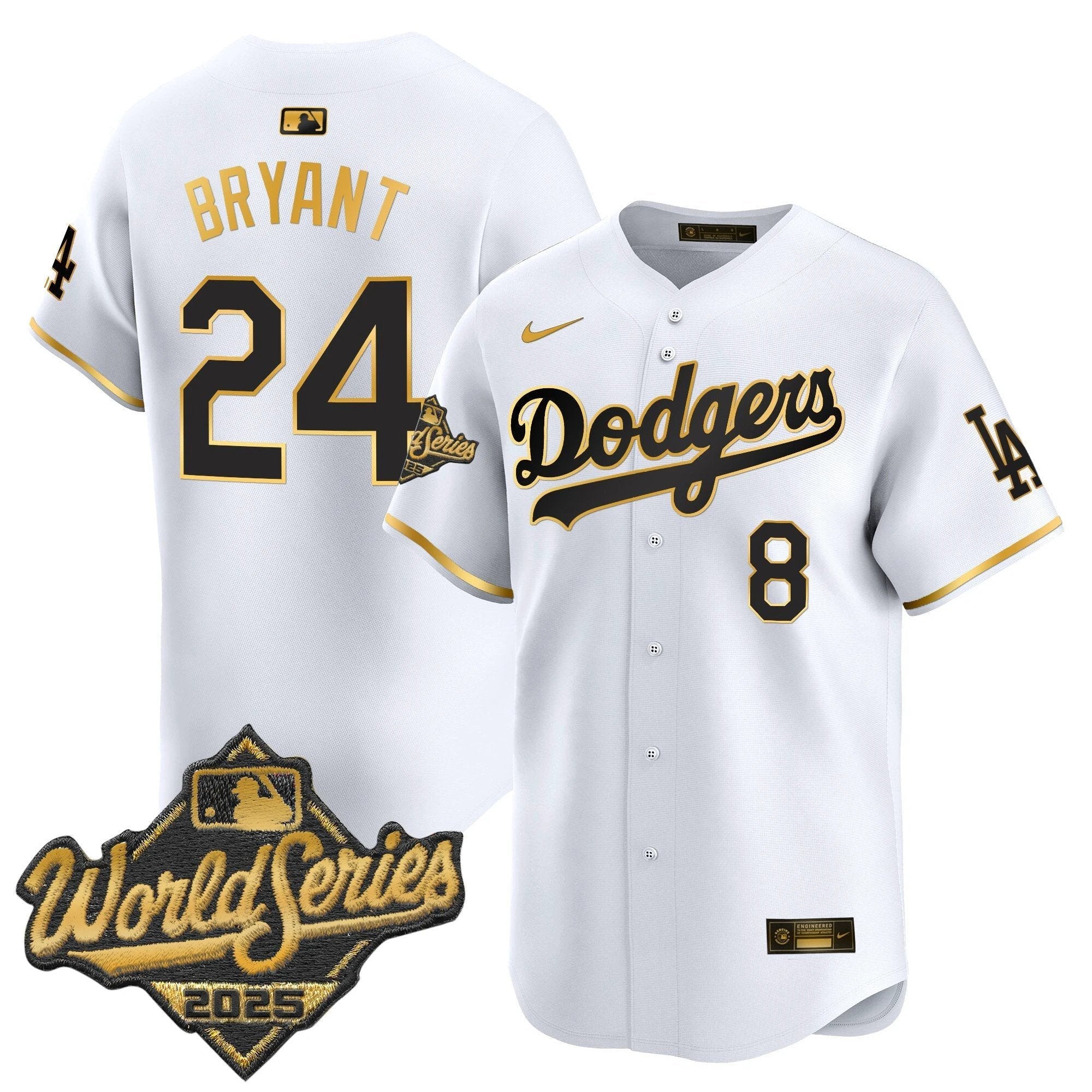 Dodgers 2025 World Series Gold Trim Vapor Premier Limited Jersey - All Stitched by Los Angeles Dodgers