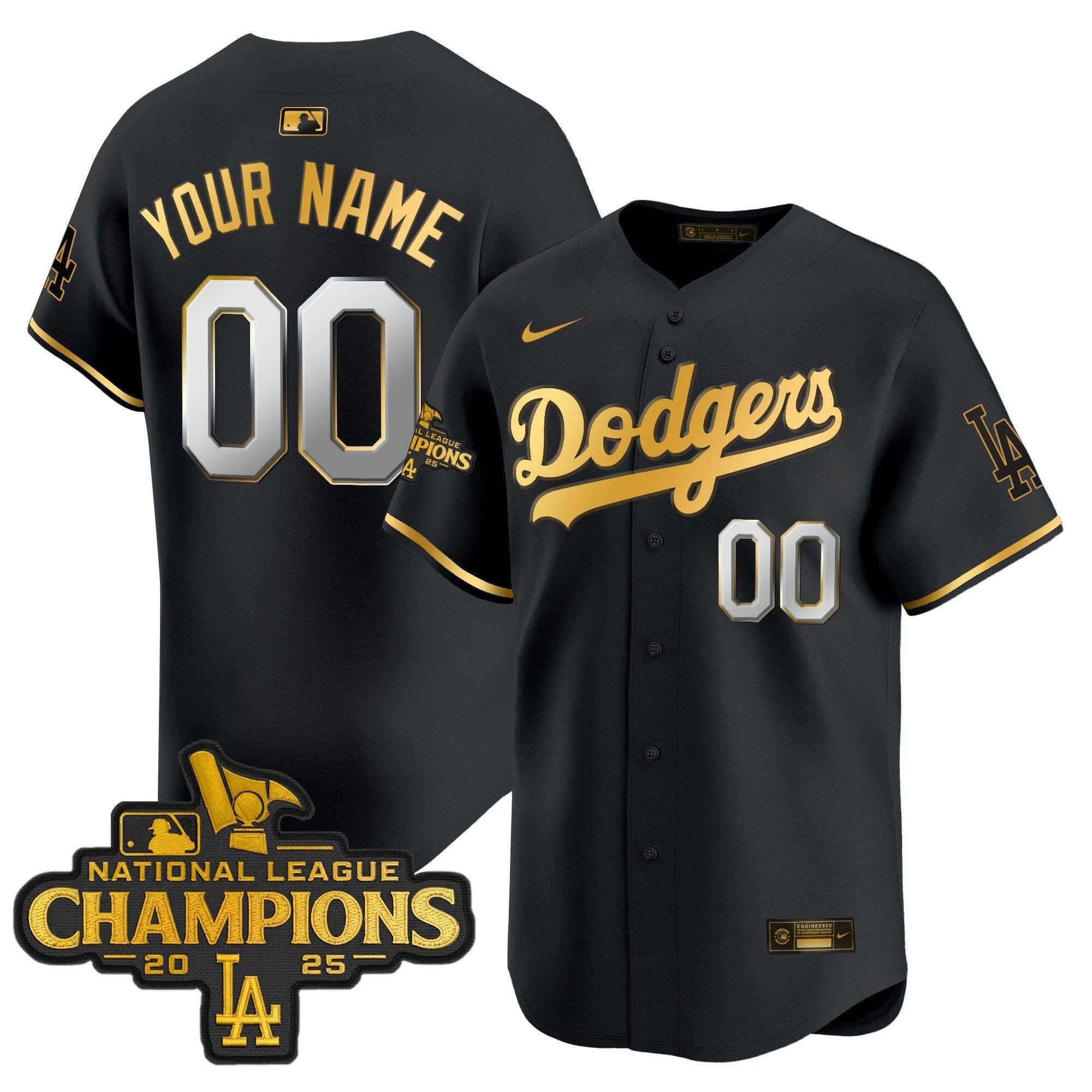 Dodgers 2025 National League Champions Vapor Premier Limited Custom Jersey - All Stitched by Los Angeles Dodgers