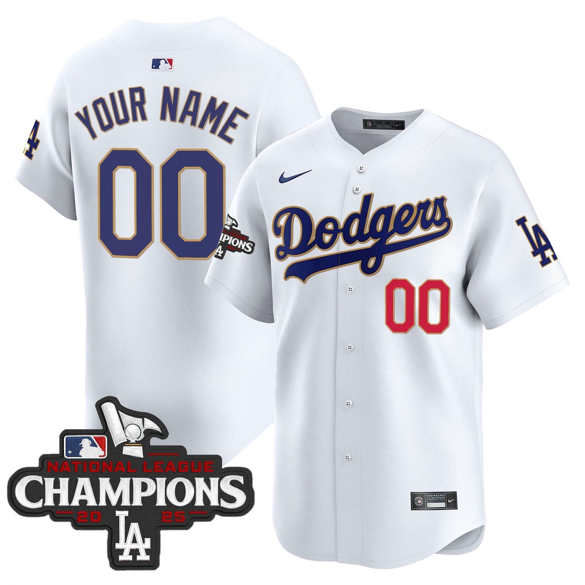 Dodgers 2025 National League Champions Vapor Premier Limited Custom Jersey - All Stitched by Los Angeles Dodgers