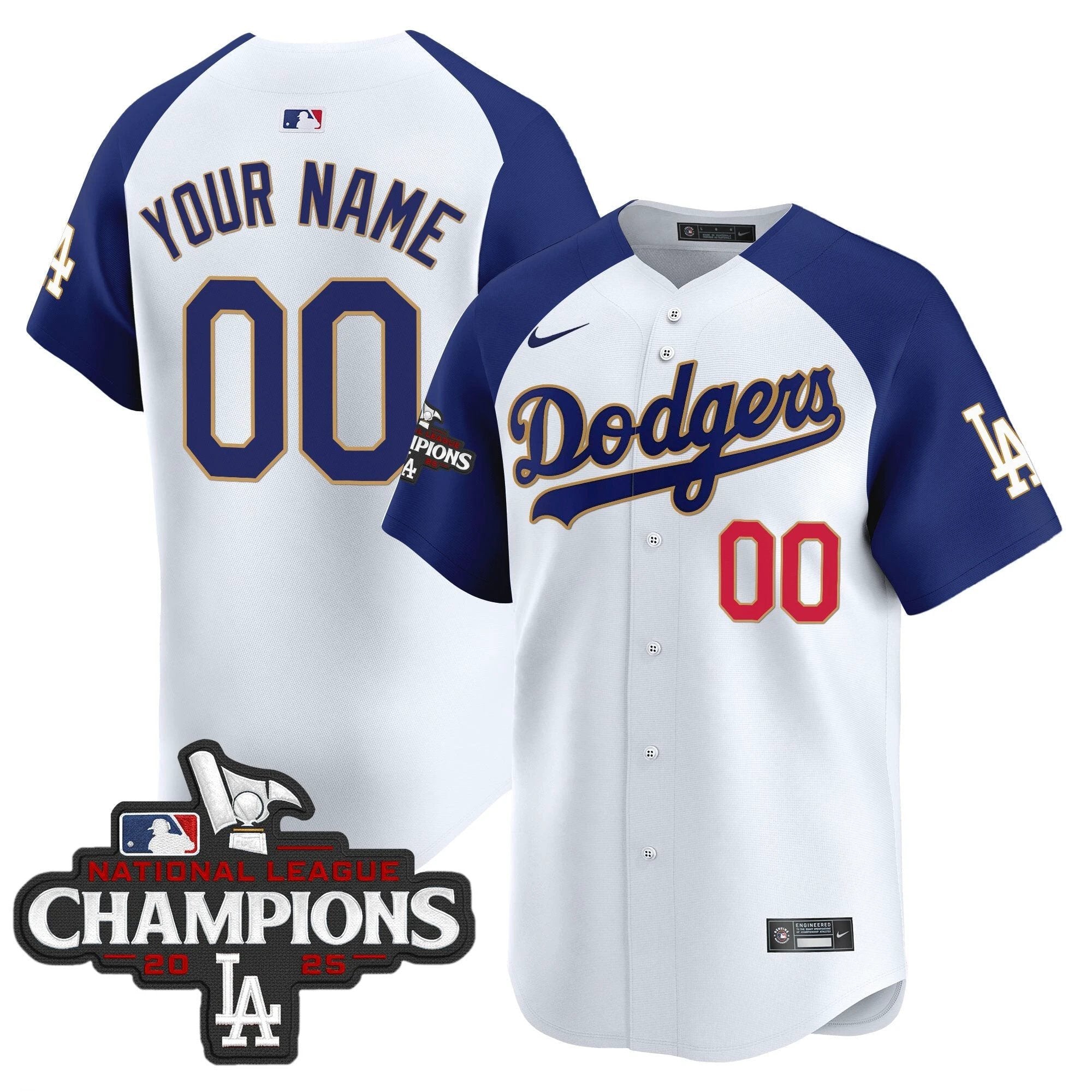 Dodgers 2025 National League Champions Vapor Premier Limited Custom Jersey - All Stitched by Los Angeles Dodgers