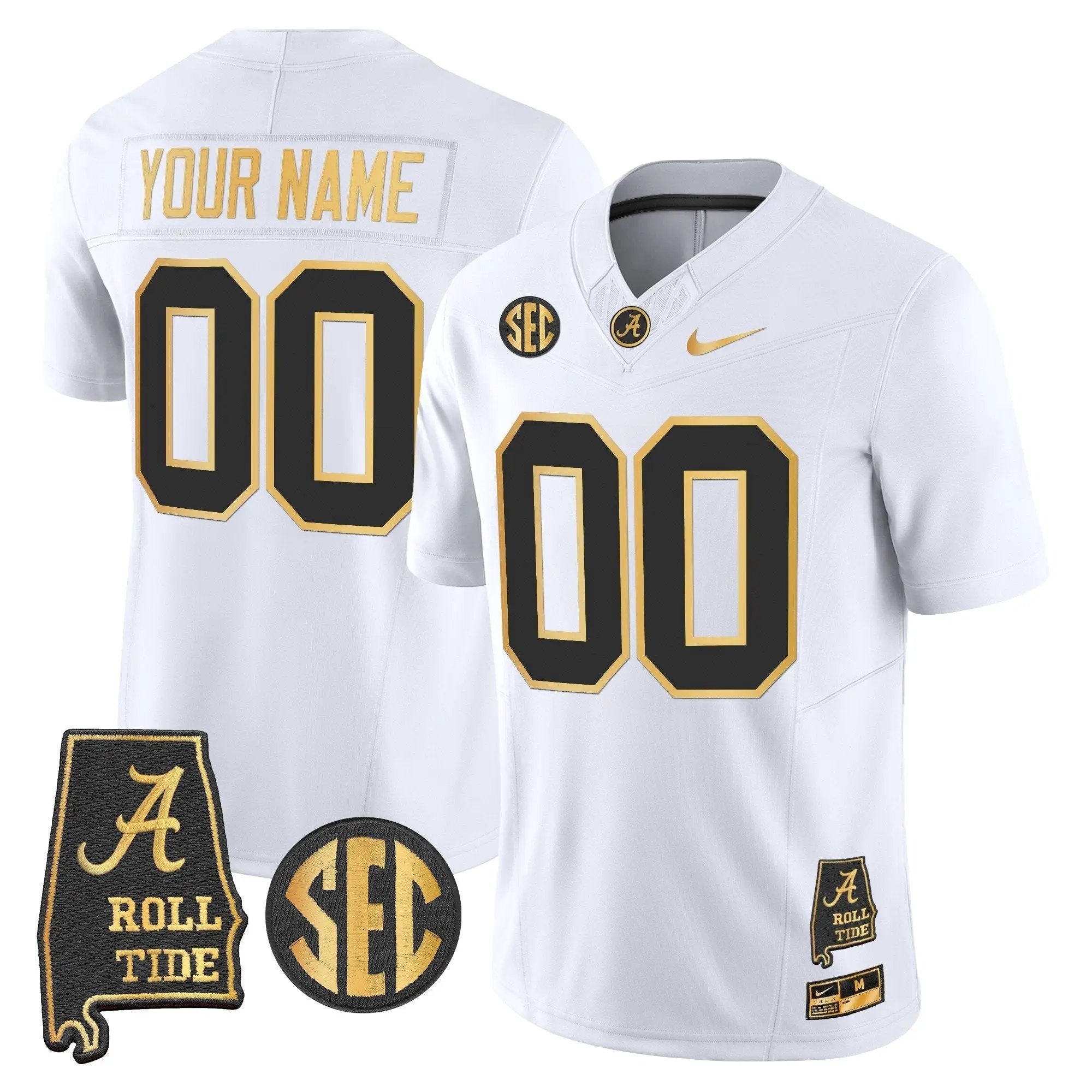 BAMA 2025 Gold Vapor Limited Custom Jersey - Alabama Map by Alabama Crimson Tide