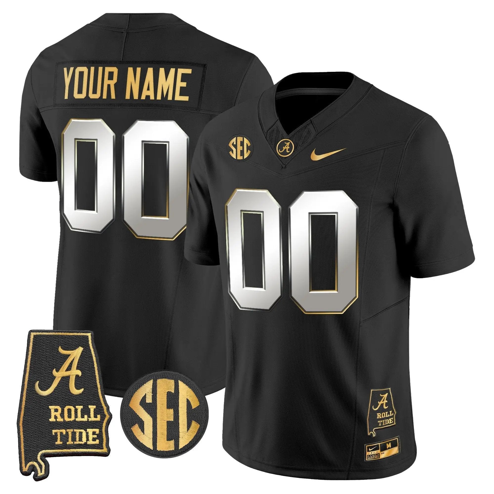 BAMA 2025 Gold Vapor Limited Custom Jersey - Alabama Map by Alabama Crimson Tide