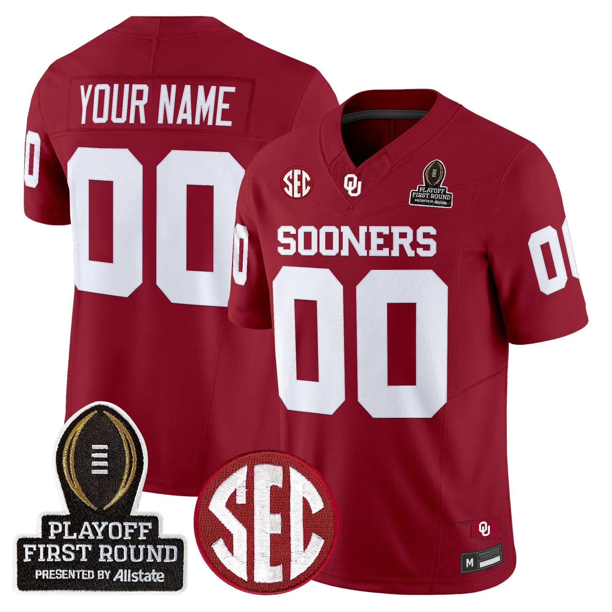 OU 2025 Playoff First Round Vapor Limited Custom Jersey by Oklahoma Sooners