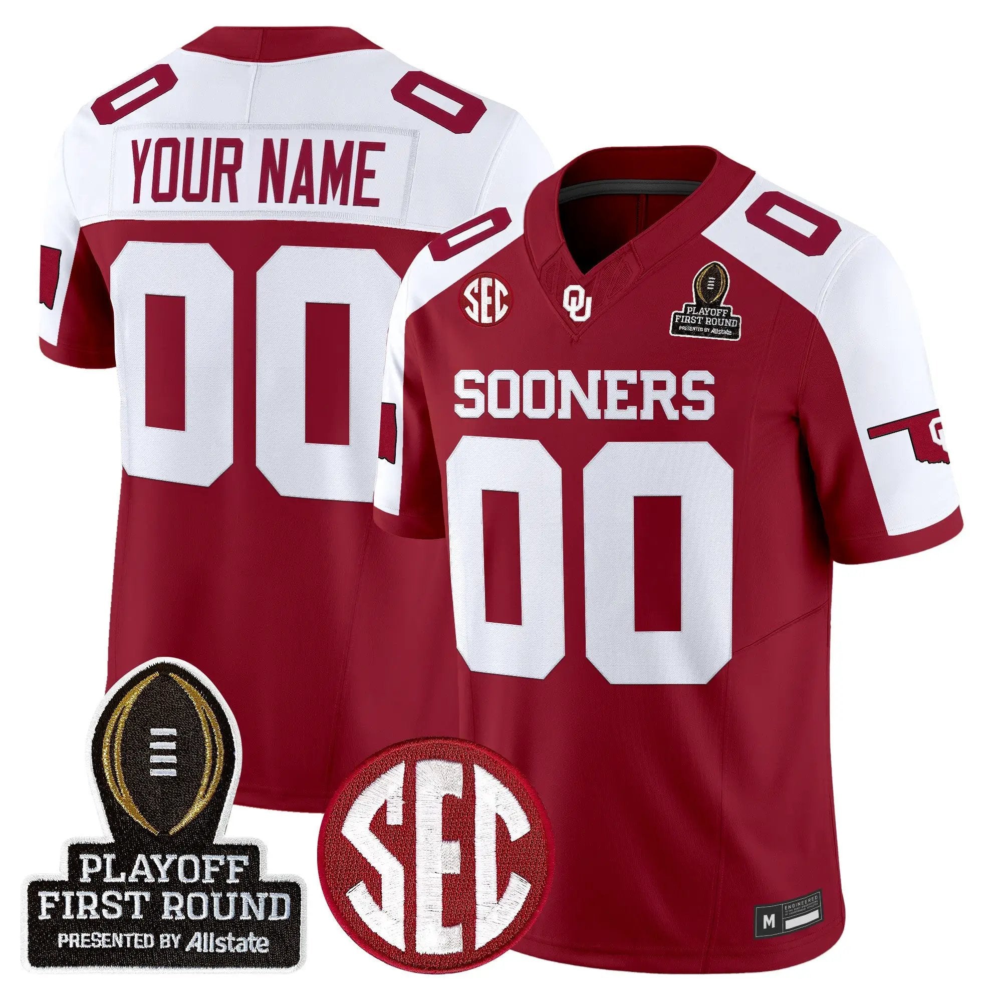 OU 2025 Playoff First Round Vapor Limited Custom Jersey by Oklahoma Sooners