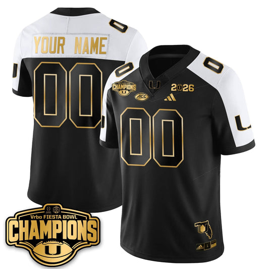 Custom MIA Football Vapor Limited Gold Jersey - Fiesta Bowl Champions by Miami Hurricanes