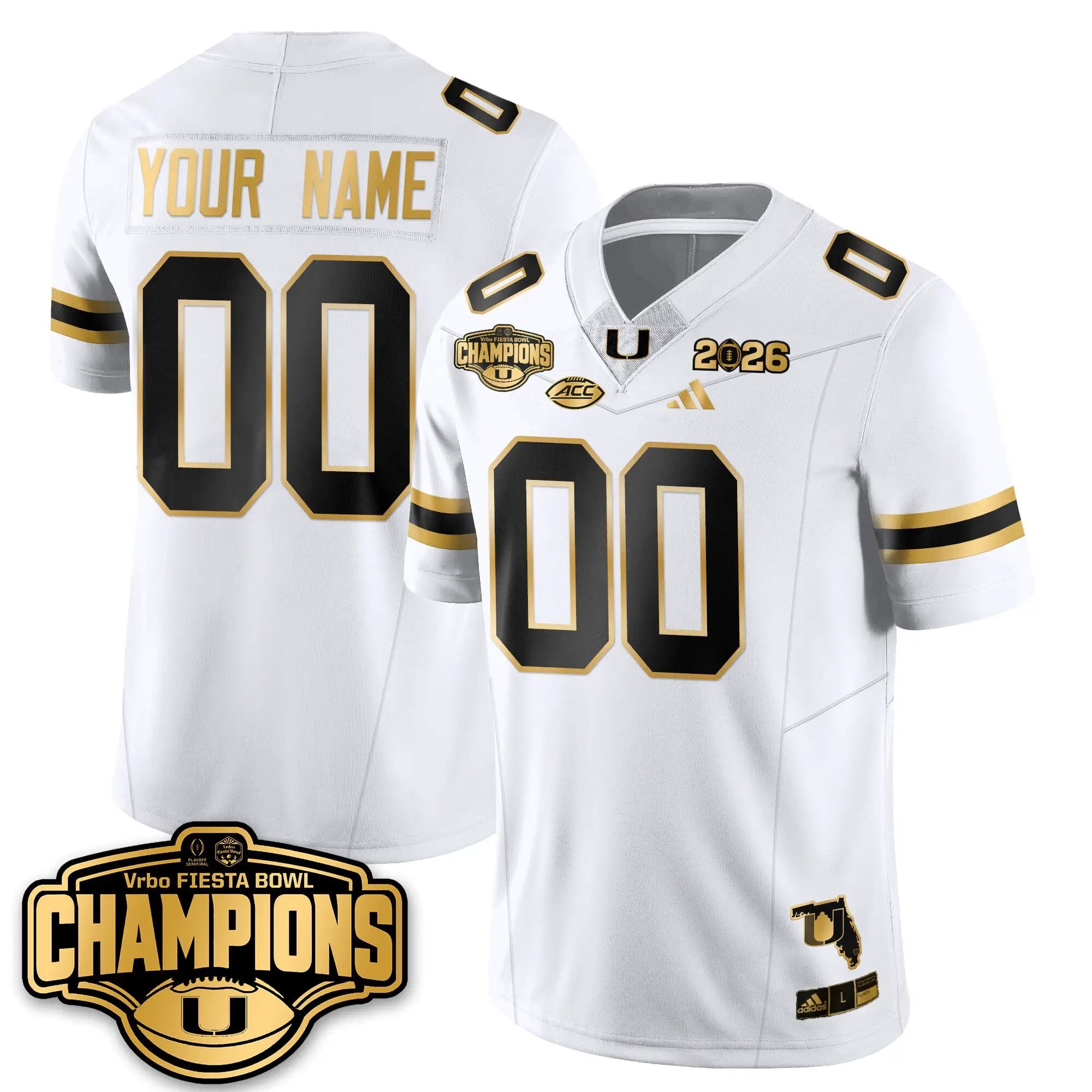 Custom MIA Football Vapor Limited Gold Jersey - Fiesta Bowl Champions by Miami Hurricanes