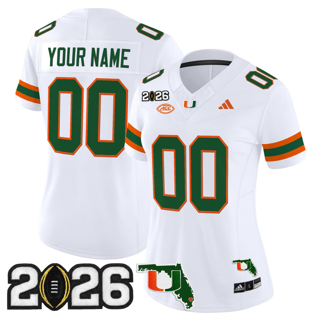 Miami Hurricanes 2026 CFP Final & Florida Patch Vapor Limited Custom Jersey - Stitched by Digigearus