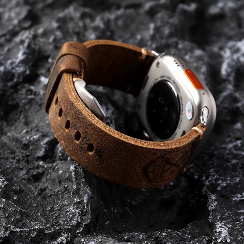 Apple Leather Strap+Vintage Top Layer Cowhide/Thickened/Men's by BowLift