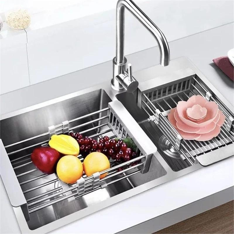 Retractable Drainage Rack+Wash&Store/Plate Organizer/Adjustable Size by BowLift