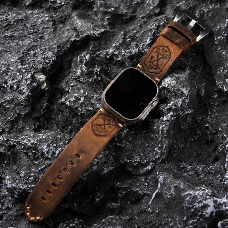 Apple Leather Strap+Vintage Top Layer Cowhide/Thickened/Men's by BowLift