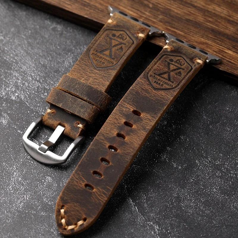 Apple Leather Strap+Vintage Top Layer Cowhide/Thickened/Men's by BowLift